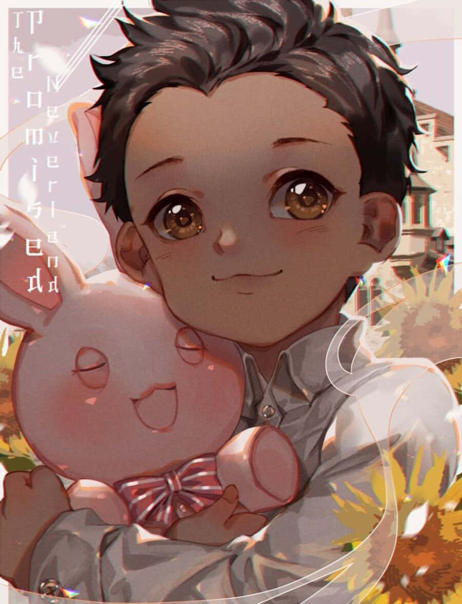 The Promised Neverland, Phil, pink plush rabbit, SD Phone Wallpaper