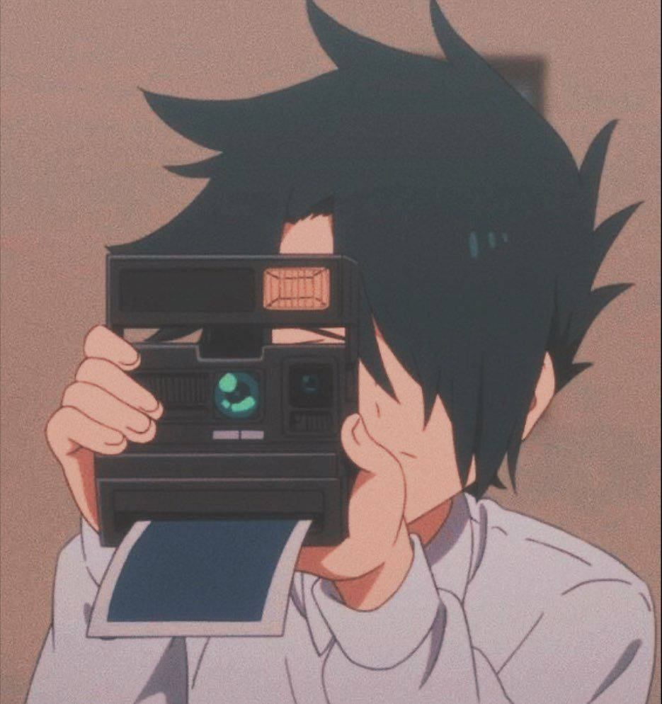 The Promised Neverland Ray, spiky black hair, polaroid camera, SD Phone Wallpaper