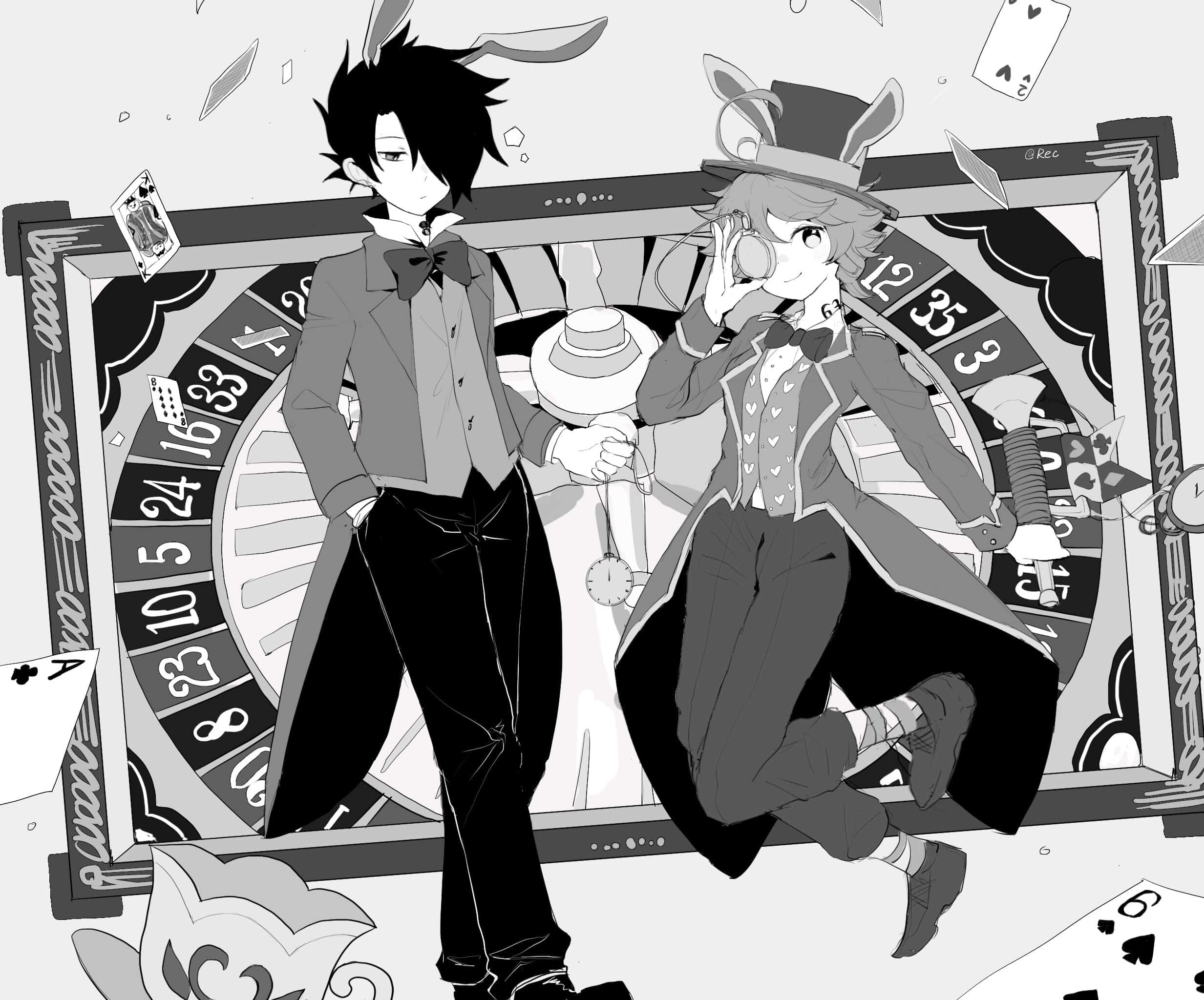 Ray, The Promised Neverland, tuxedos, Full HD Desktop Wallpaper