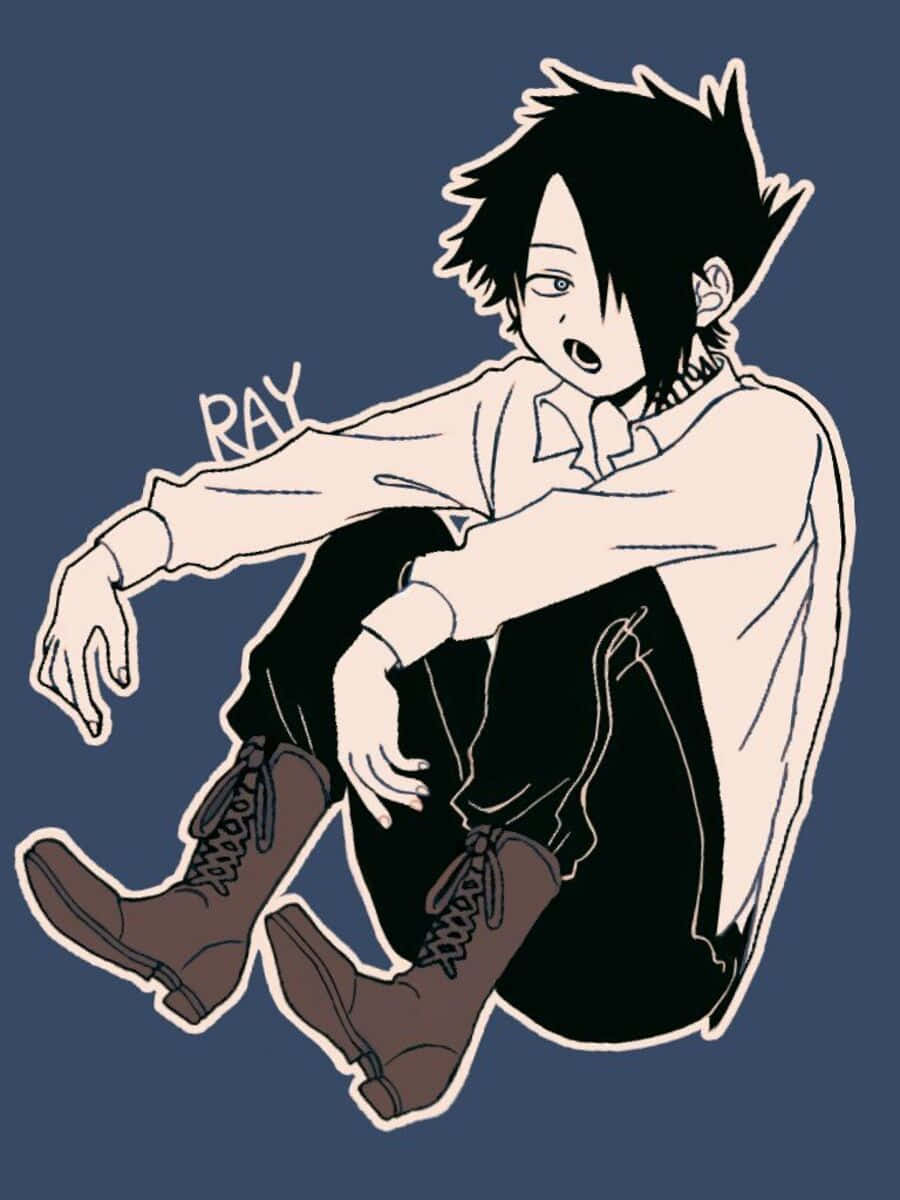 Ray, The Promised Neverland, spiky black hair, SD Phone Wallpaper
