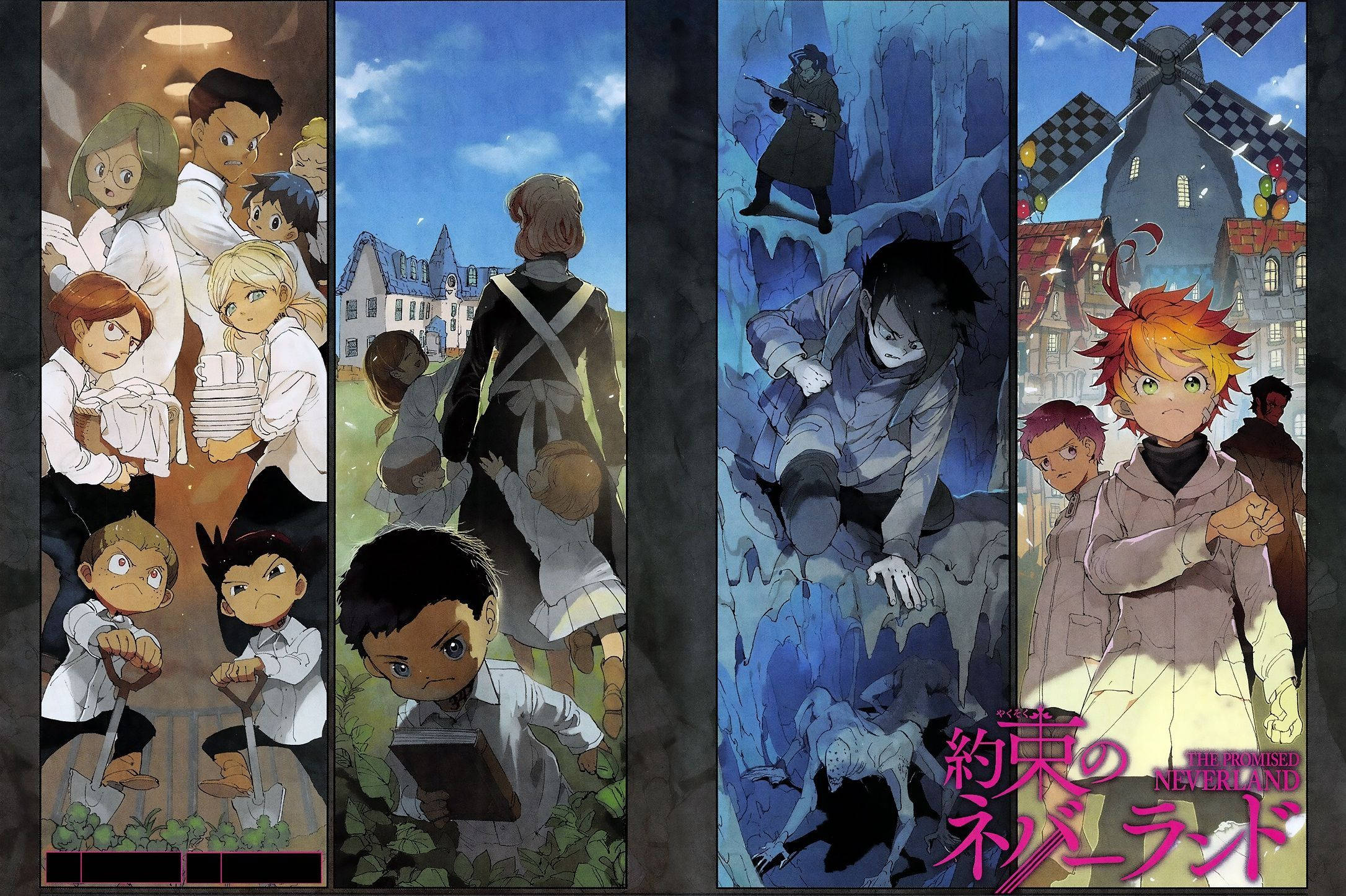 The Promised Neverland, children, gardening, Full HD Desktop Wallpaper
