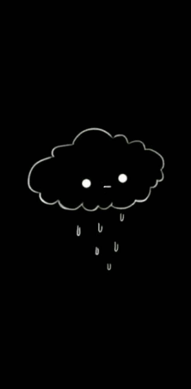 Rain Cloud Sad PFP, white line drawing, sad cartoon cloud, HD Phone Wallpaper