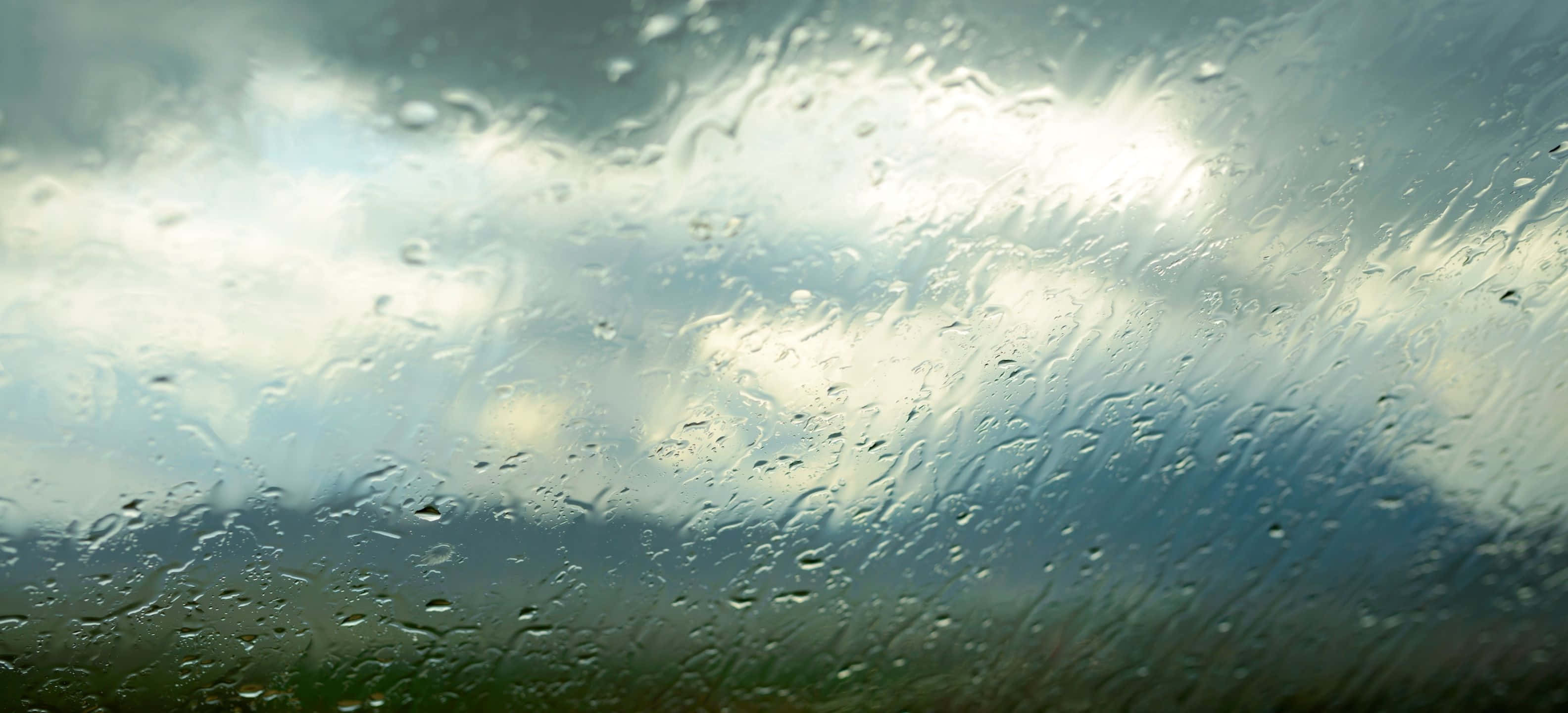 raindrops, window, cloudy sky, 2K Desktop Wallpaper