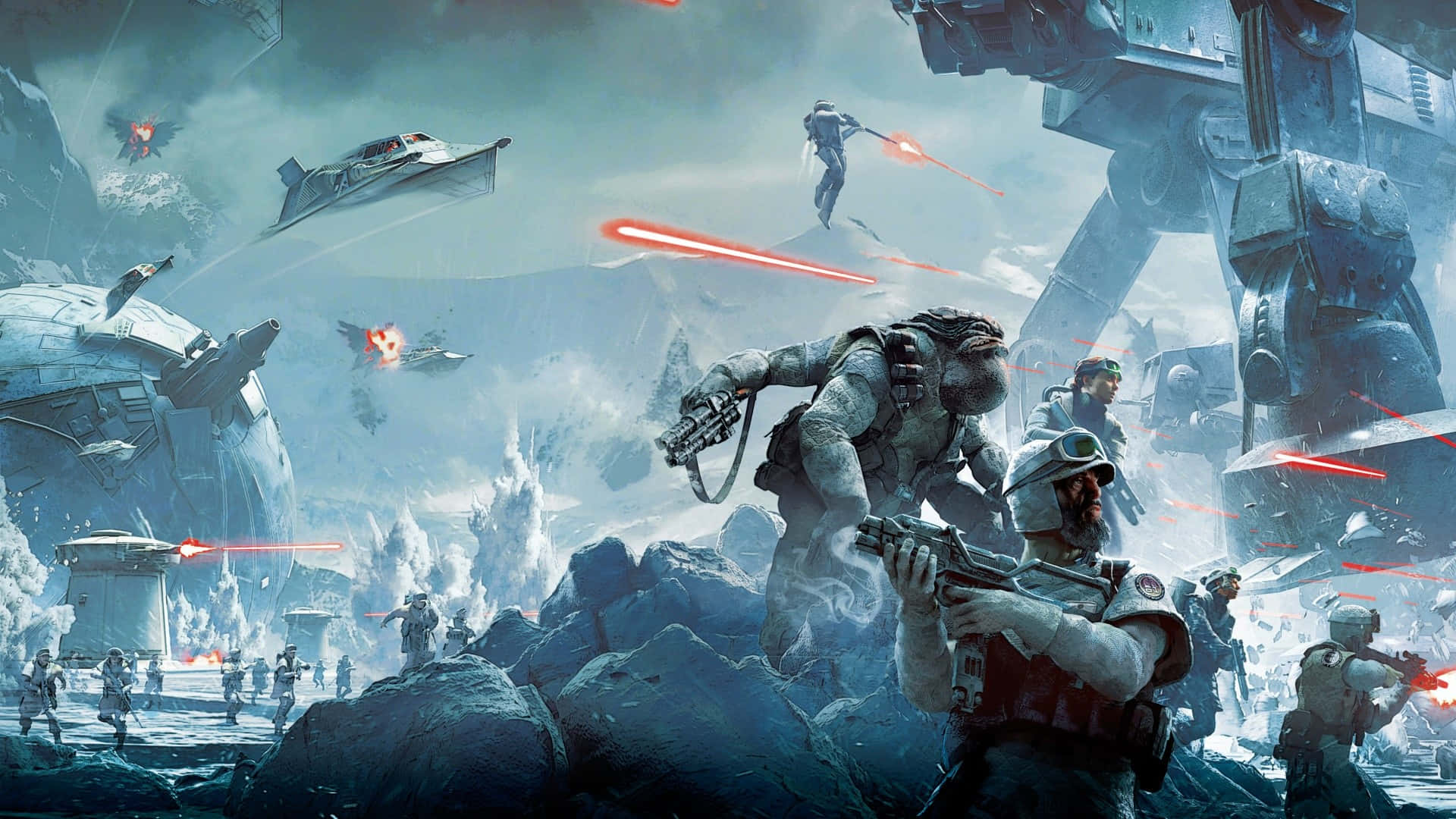 The Rebellion, soldiers, giant walkers, Full HD Desktop Wallpaper
