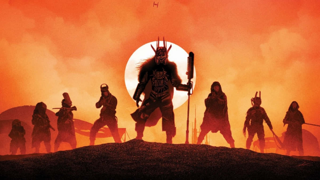 The Rebellion, fiery orange sunset, glowing moon, HD Desktop Wallpaper