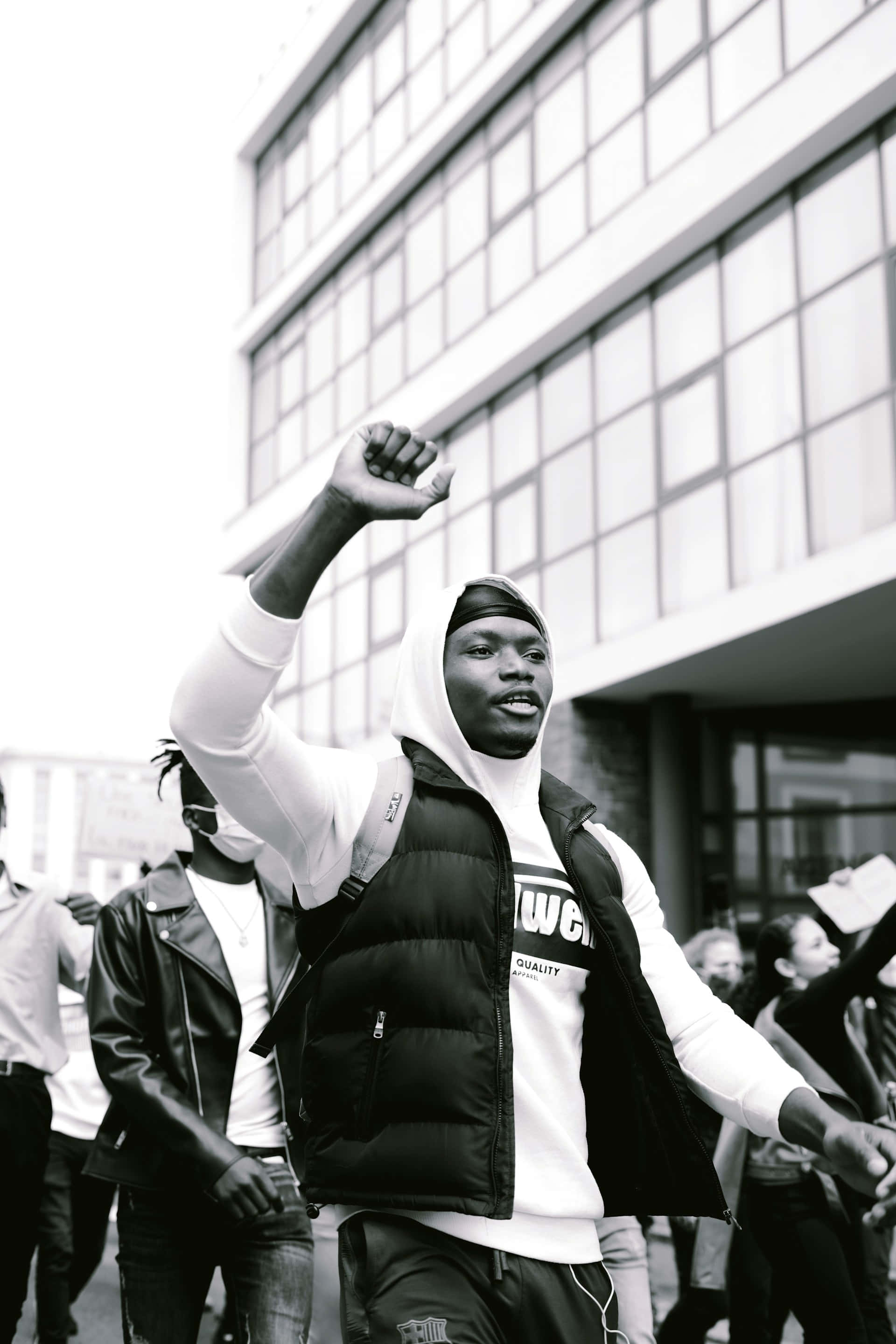 Black History Month, protest march, man raising his fist, 2K Phone Wallpaper