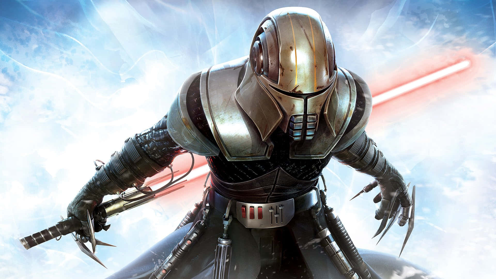 The Rebellion, red lightsaber, stormy sky, Full HD Desktop Wallpaper