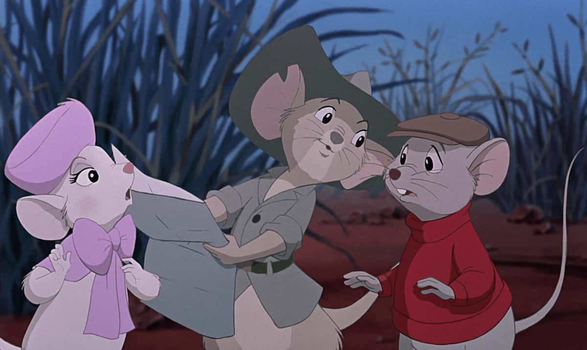 The Rescuers Down Under, animated mice, hats, SD Desktop Wallpaper