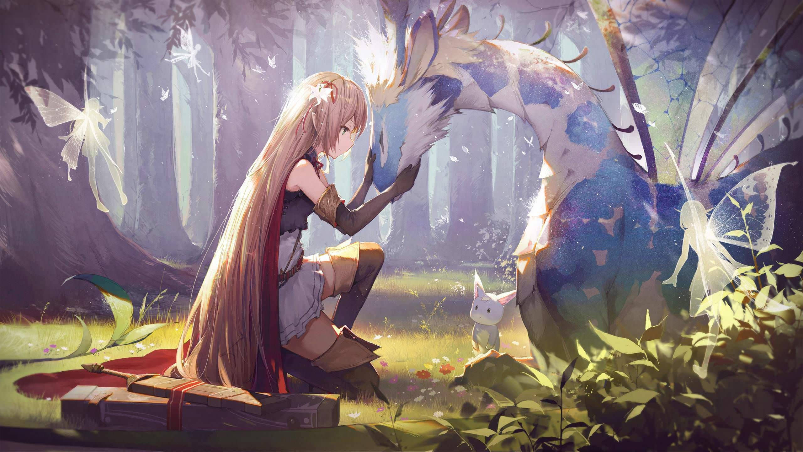 Rising Of The Shield Hero, glowing dragon, butterfly-like wings, 2K Desktop Wallpaper