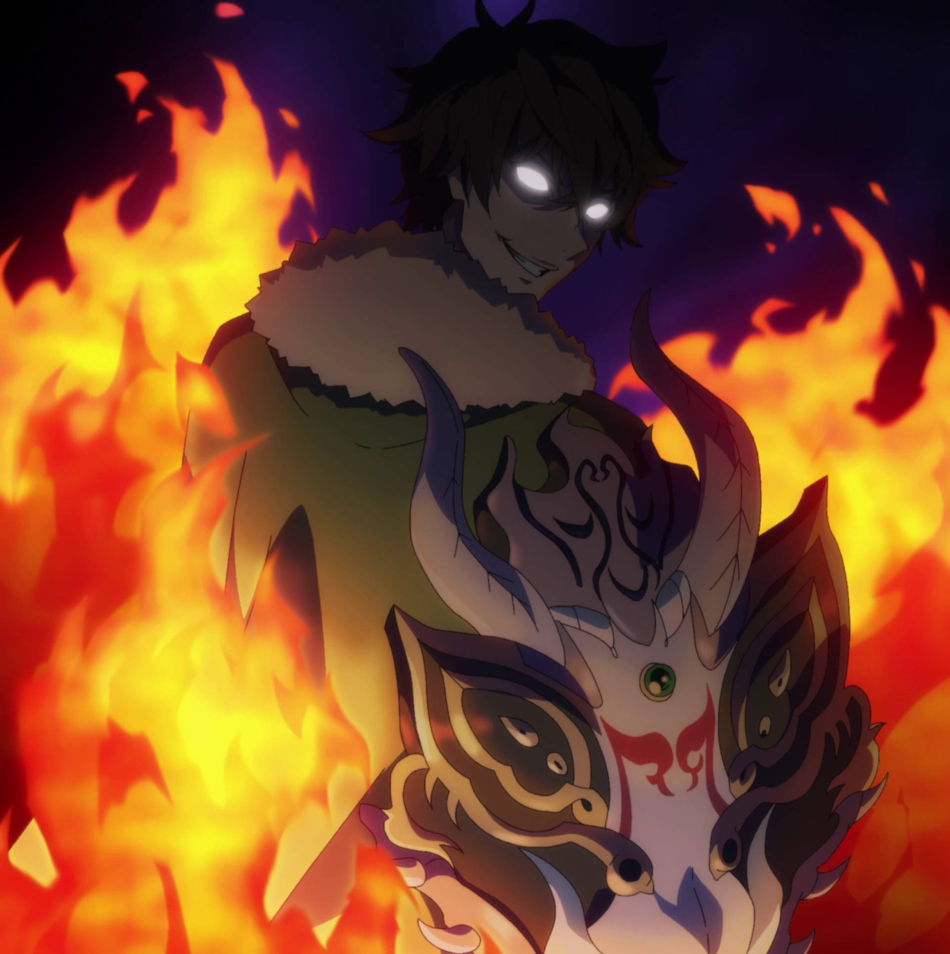 Rising of The Shield Hero, demonic mask, glowing eyes, Full HD Phone Wallpaper