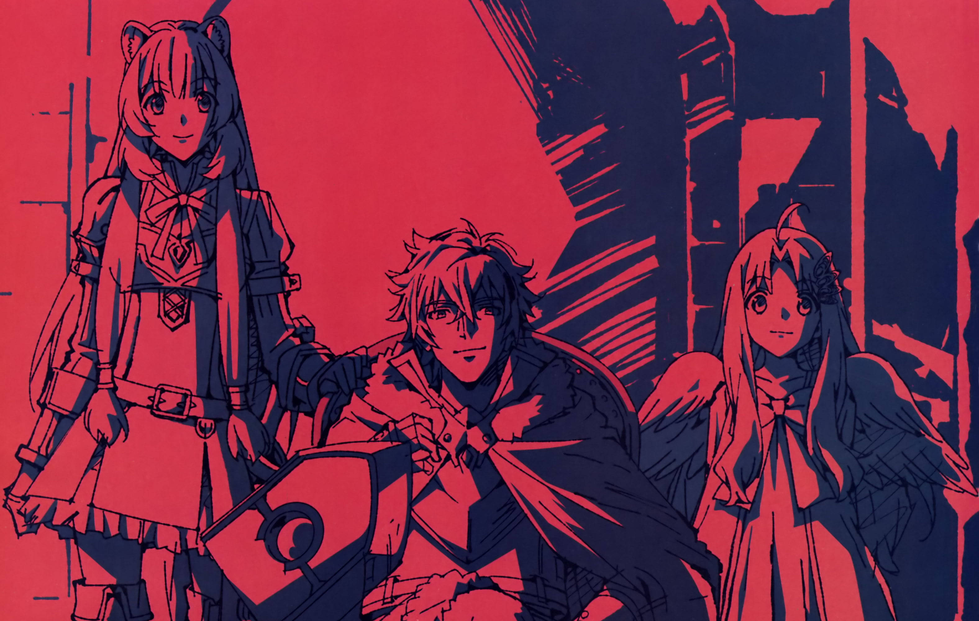 The Rising Of The Shield Hero, Shield Hero, red and dark blue scene, 2K Desktop Wallpaper
