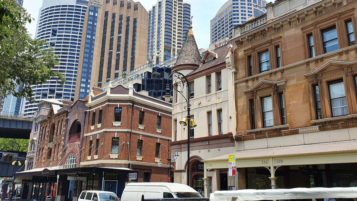 The Rocks, Sydney, vintage brick and stone buildings, SD Desktop Wallpaper