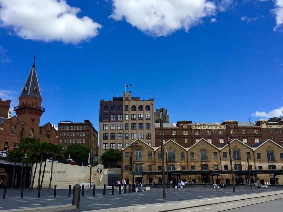 The Rocks, historic brick warehouses, clock tower, SD Desktop Wallpaper