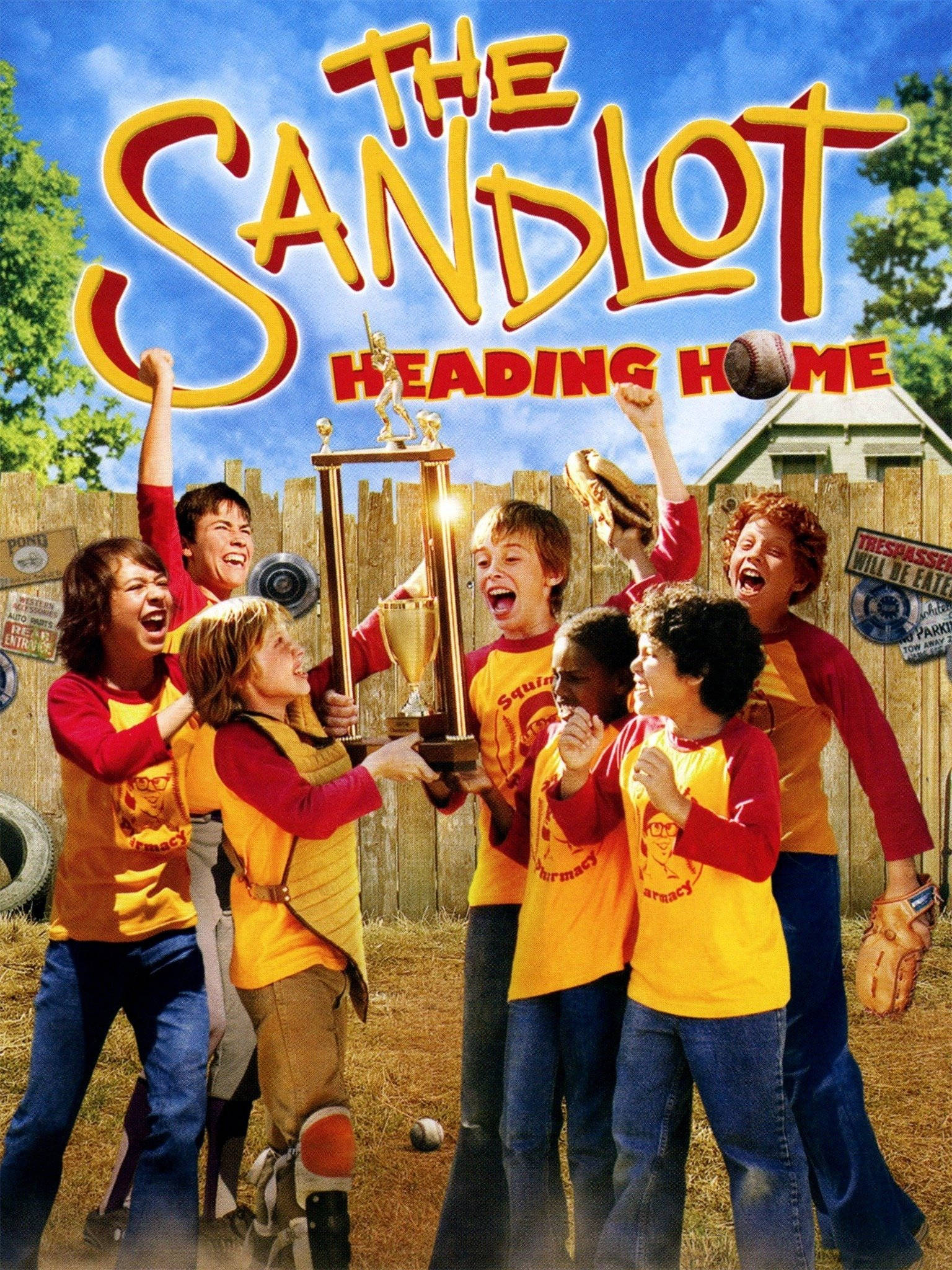The Sandlot, yellow baseball jerseys, trophy, Full HD Phone Wallpaper