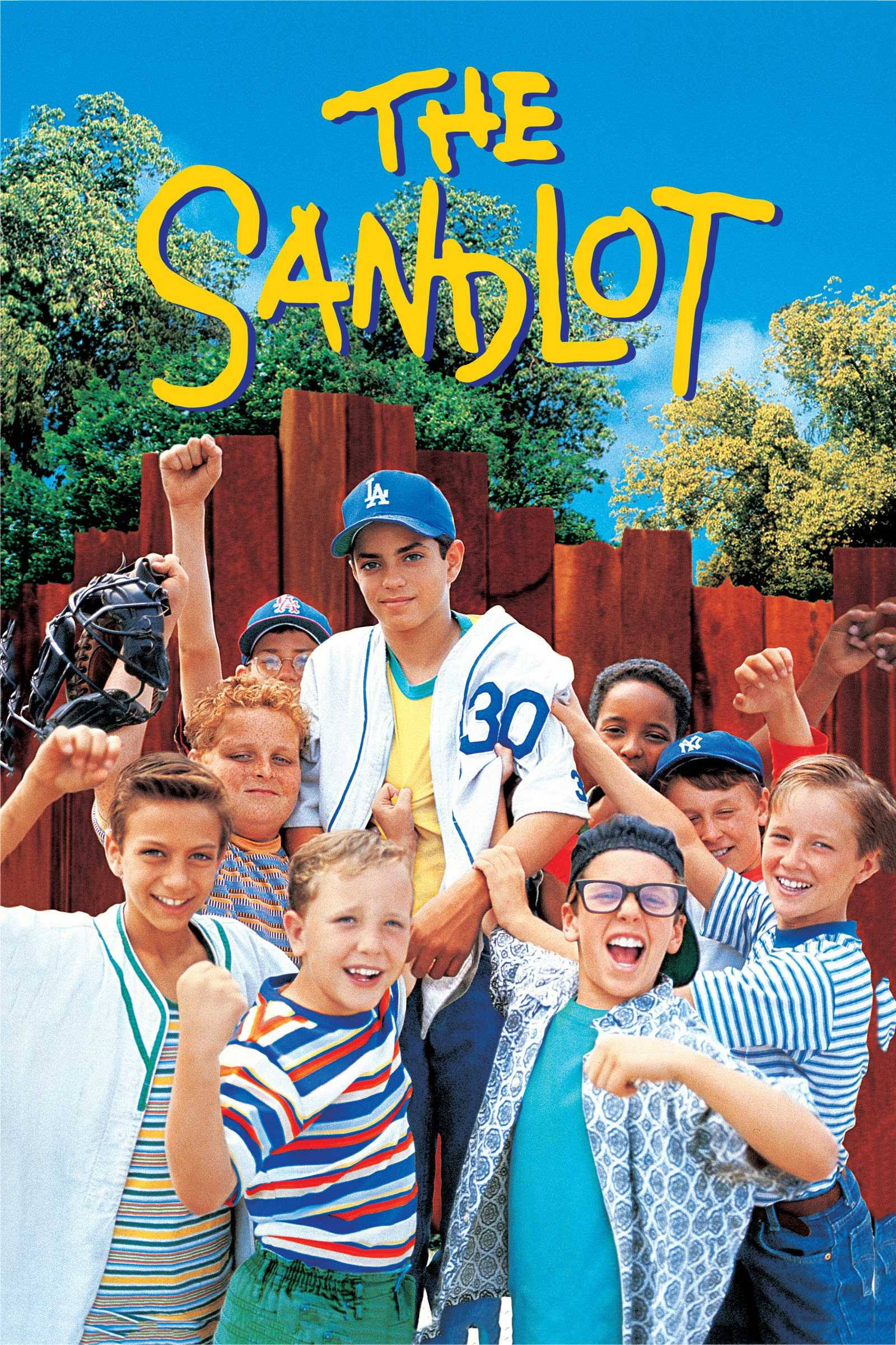 The Sandlot, wooden fence, bright blue sky, Full HD Phone Wallpaper