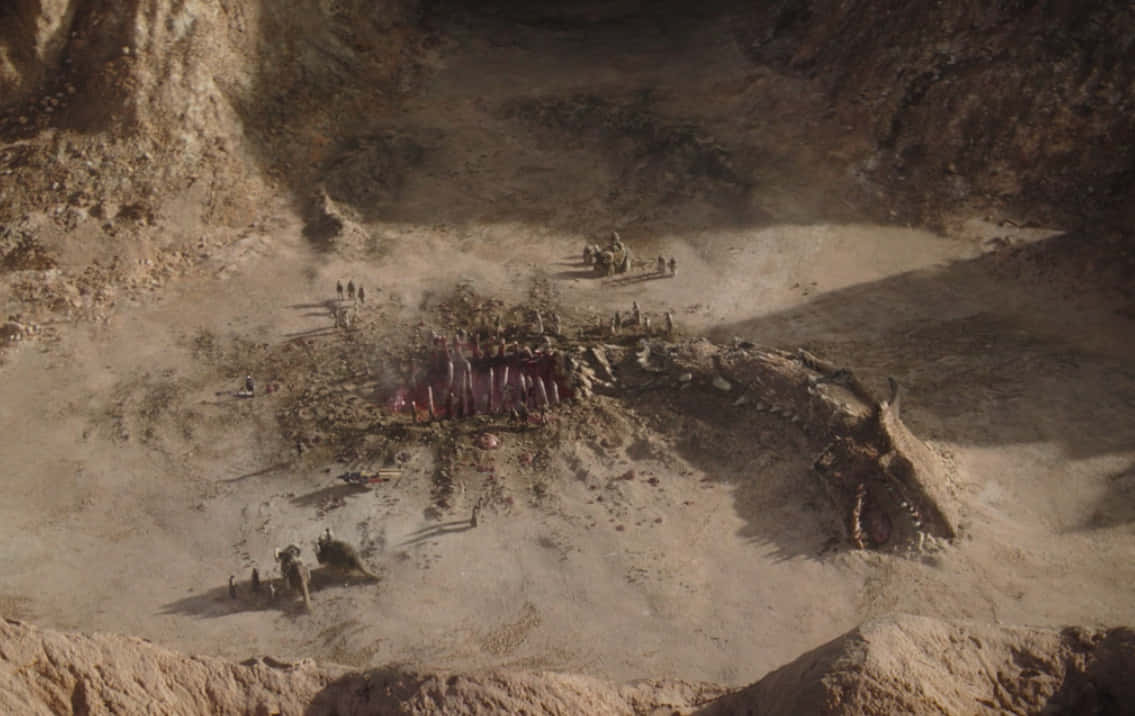 The Sarlacc Pit, desert canyon, red tented campsite, SD Desktop Wallpaper
