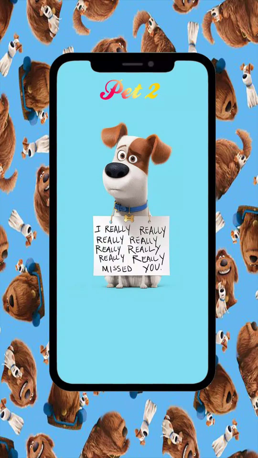 The Secret Life Of Pets 2, cartoon dog, sign saying I really really really really really really really missed you, Full HD Phone Wallpaper