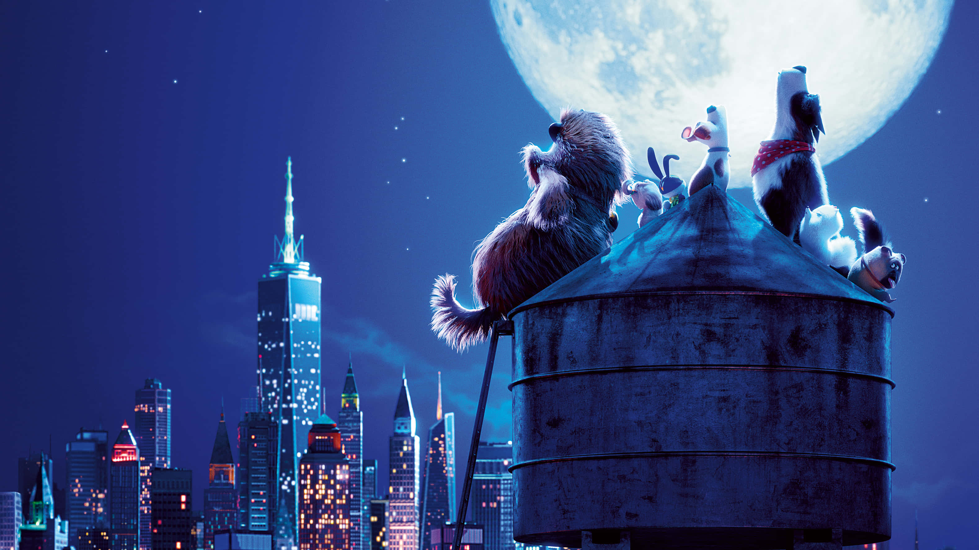 The Secret Life Of Pets 2, howling, water tower, 2K Desktop Wallpaper