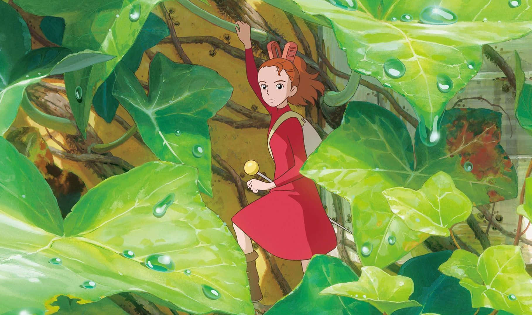 The Secret World Of Arrietty, red dress, ivy-covered branches, HD Desktop Wallpaper