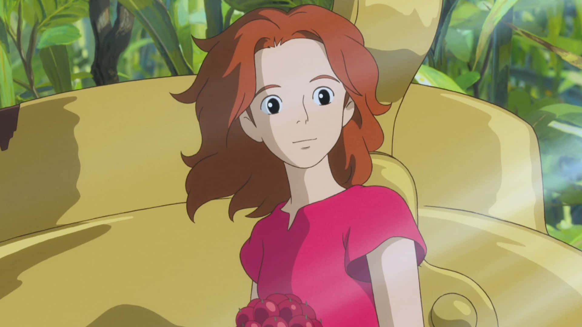 Arrietty, red hair, yellow couch, Full HD Desktop Wallpaper