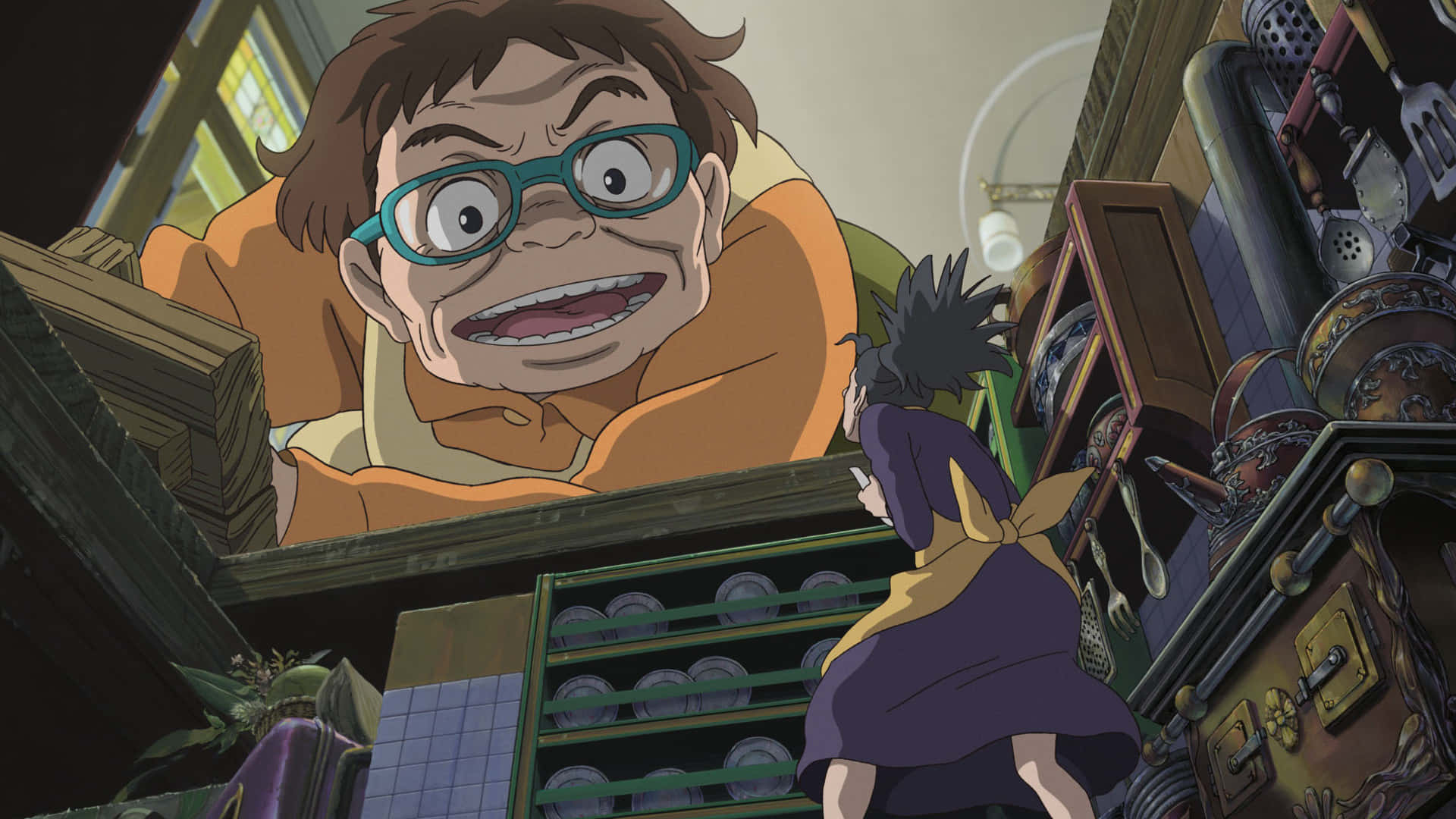 The Secret World of Arrietty, Arrietty, giant animated man with glasses, Full HD Desktop Wallpaper