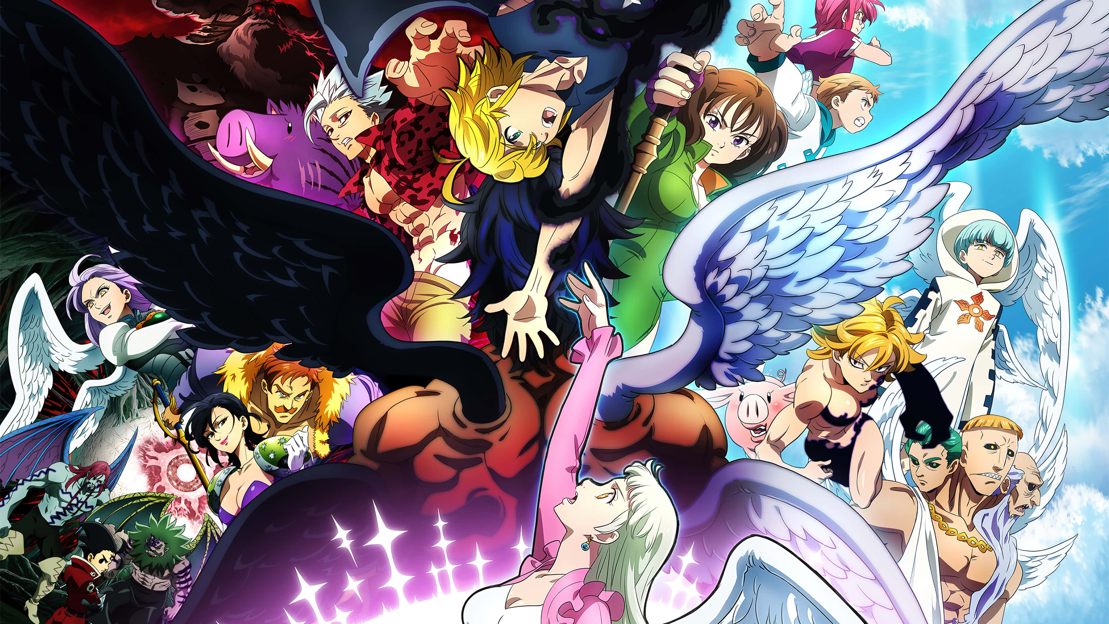 The Seven Deadly Sins, anime characters, wings, 4K Desktop Wallpaper