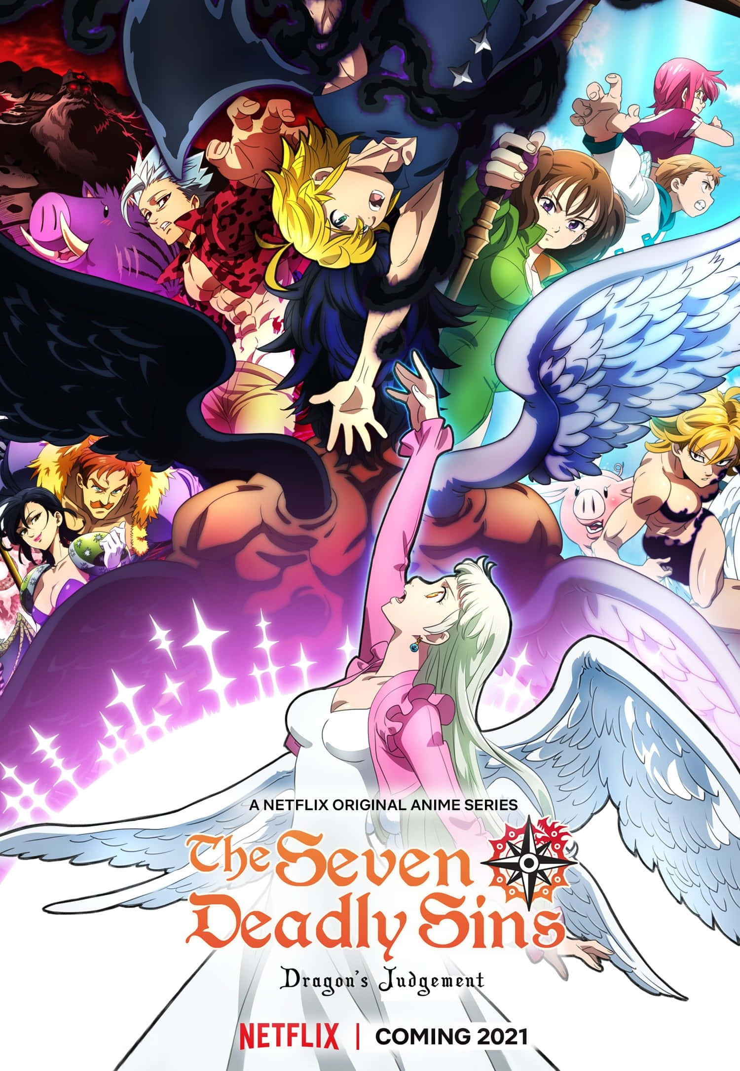 The Seven Deadly Sins, anime poster, angelic characters, Full HD Phone Wallpaper
