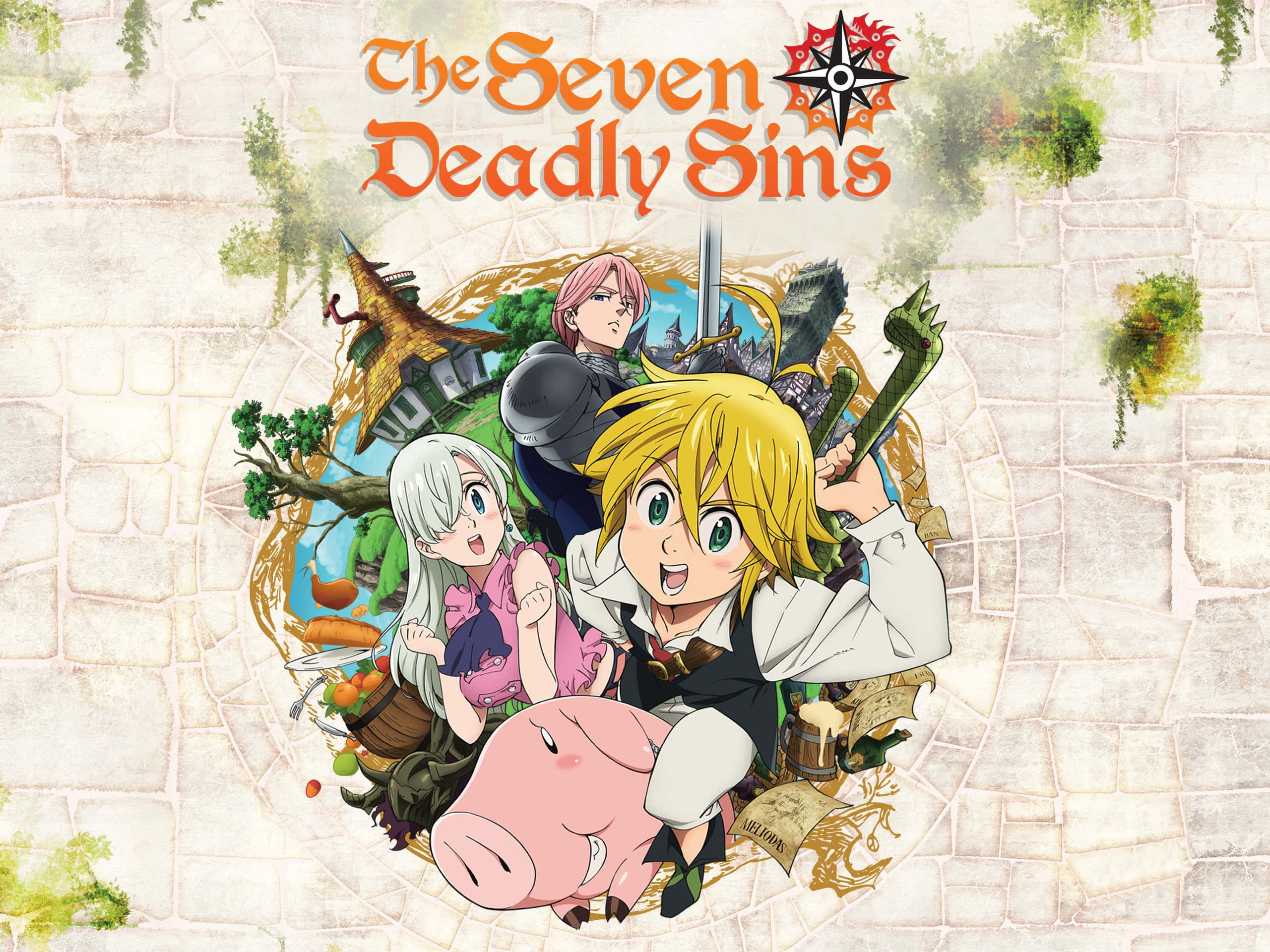 The Seven Deadly Sins, anime characters, stone archway, 2K Desktop Wallpaper