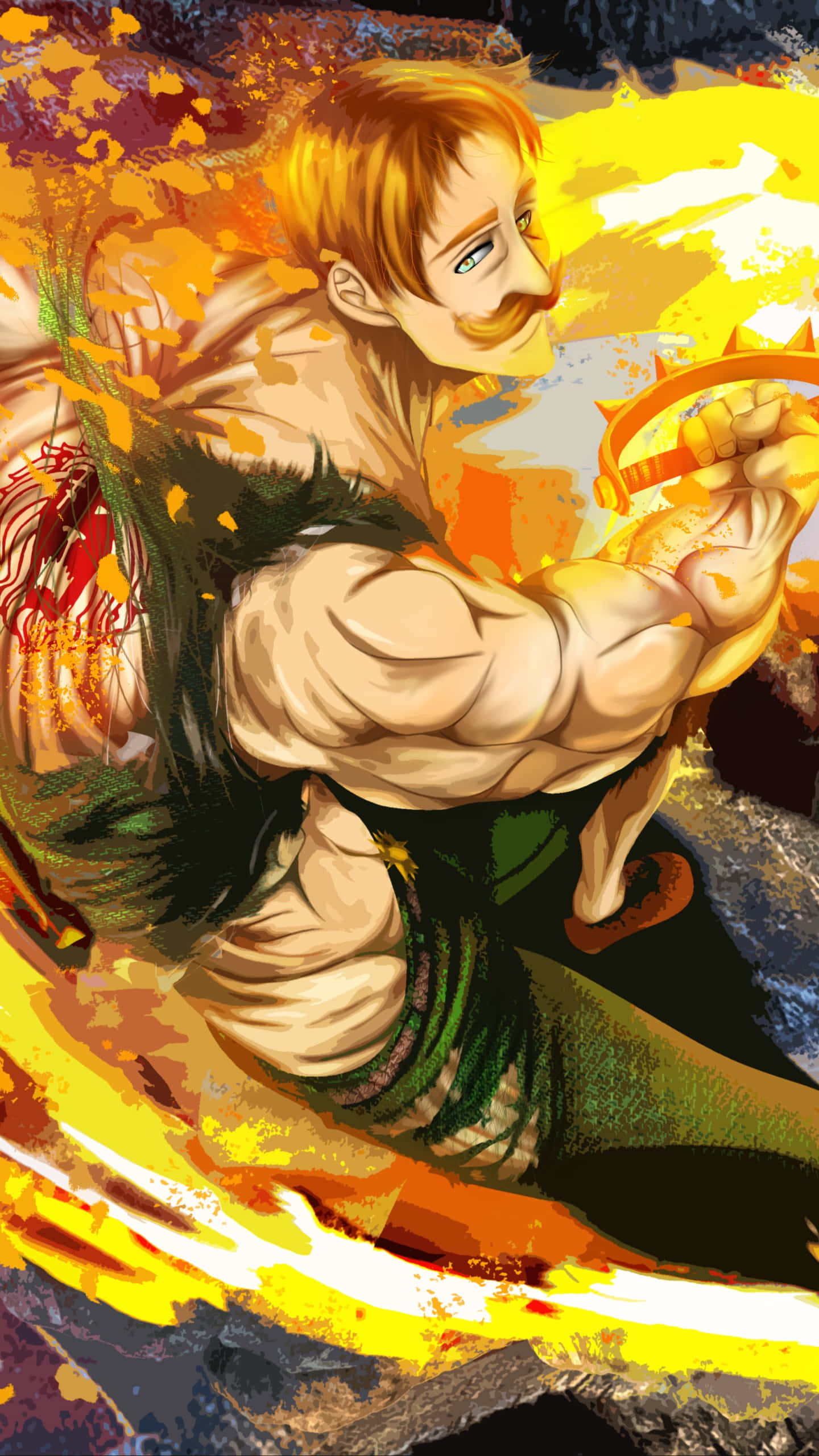 The Seven Deadly Sins, anime man, mustache, 2K Phone Wallpaper