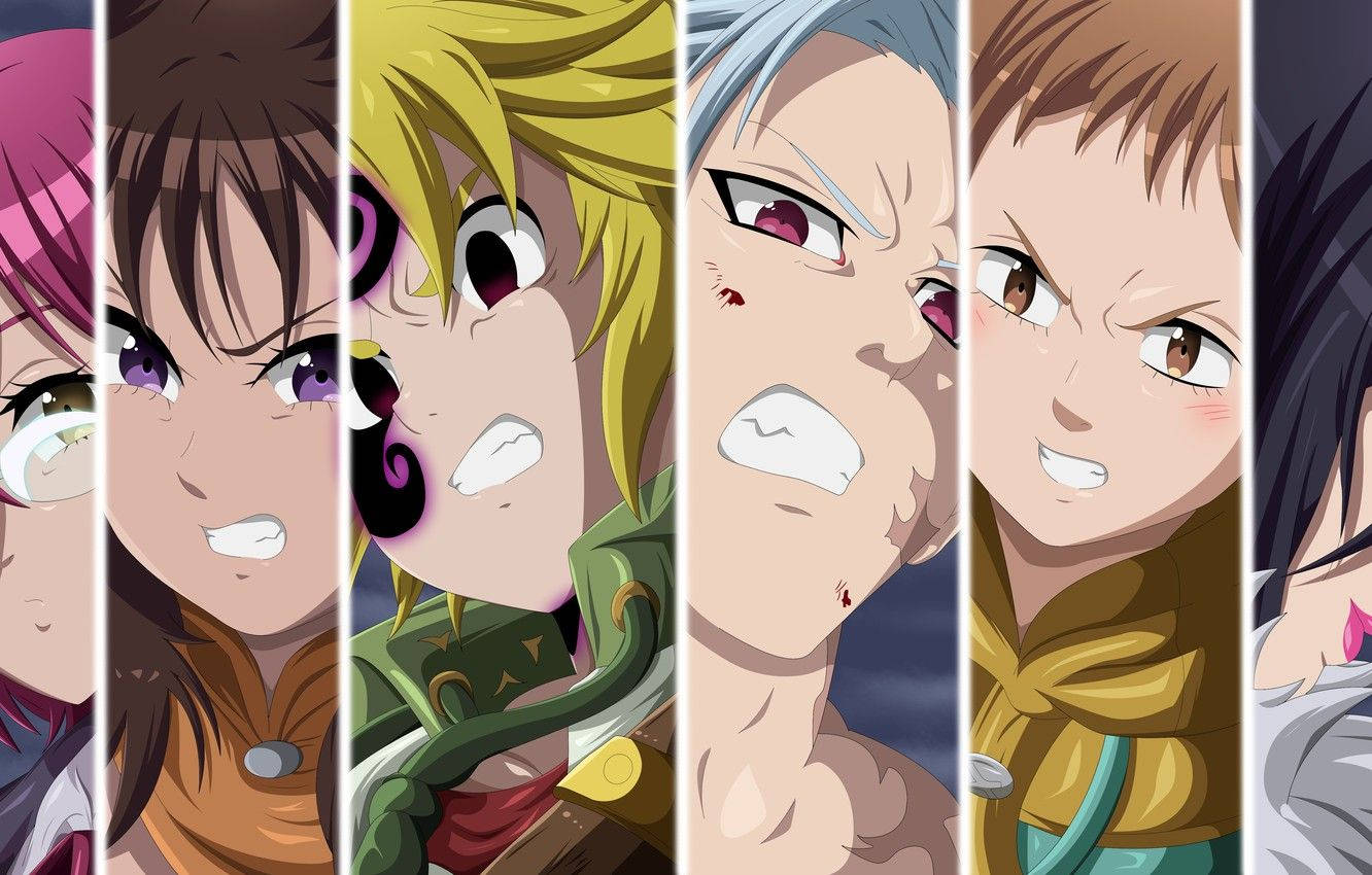 Seven Deadly Sins, anime characters, vertical panels, HD Desktop Wallpaper