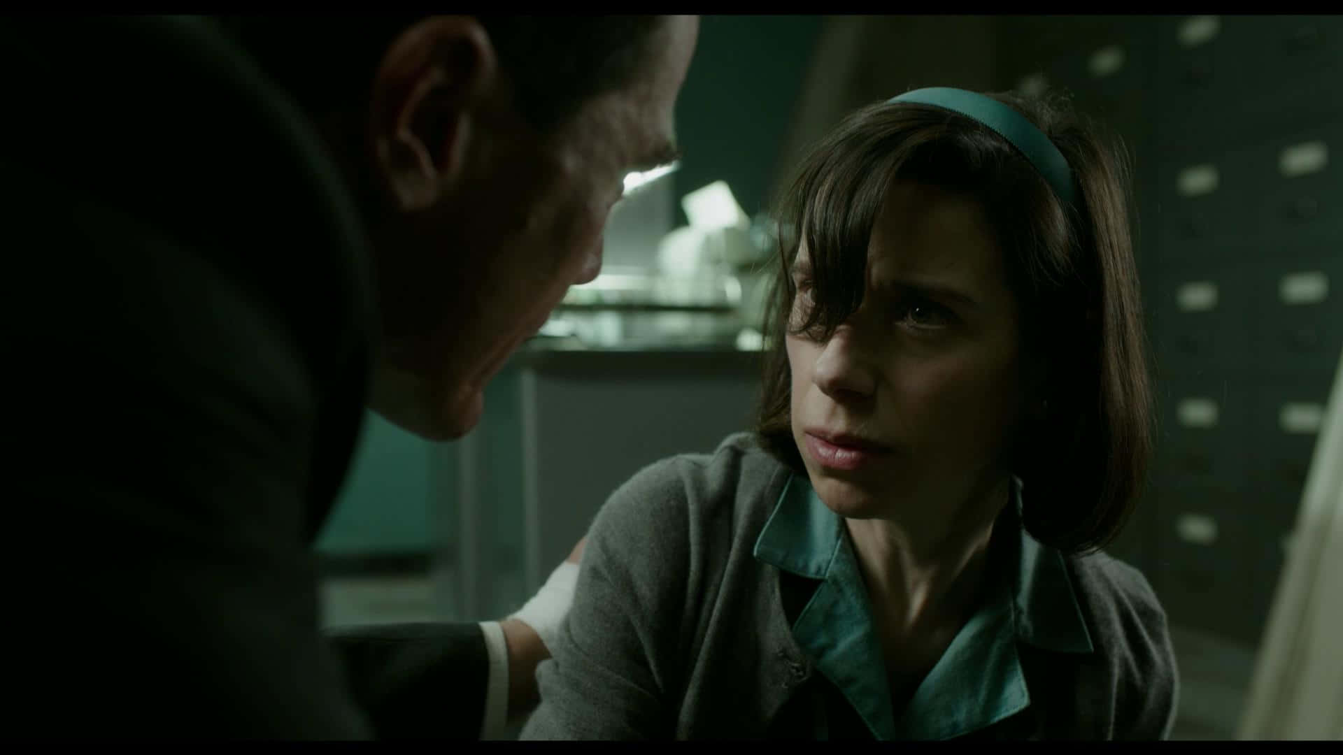 The Shape of Water, teal headband, dimly lit room, Full HD Desktop Wallpaper