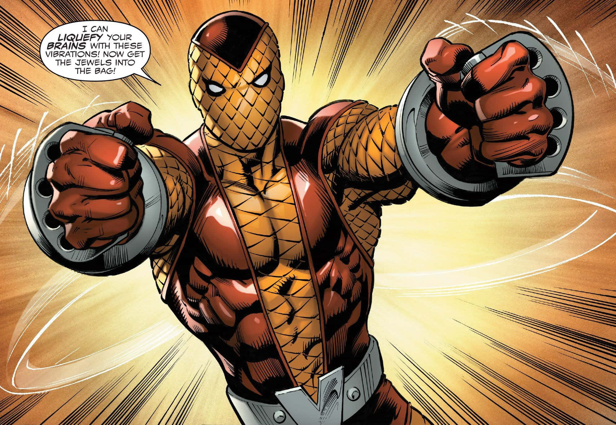 The Shocker 1988, scaly orange suit, vibrating fists, Full HD Desktop Wallpaper