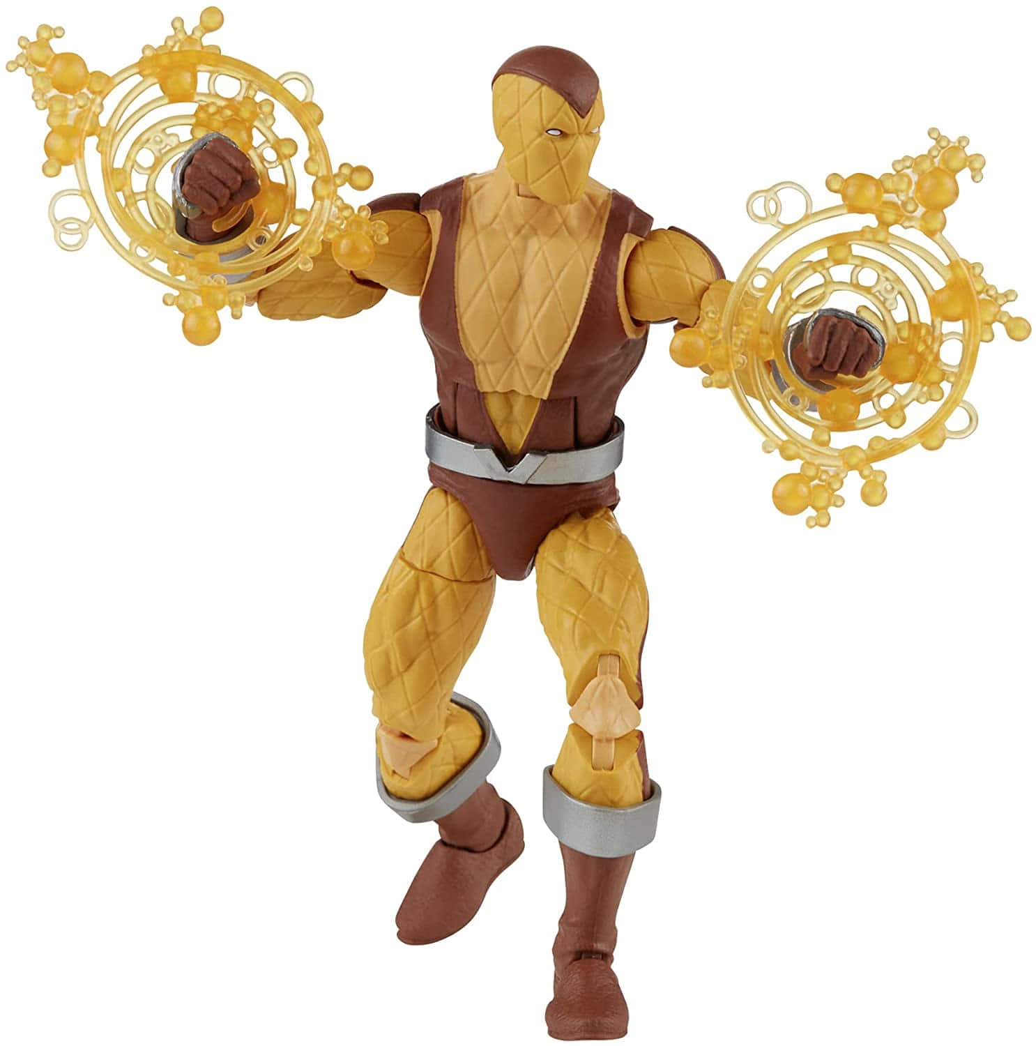 The Shocker, yellow and brown armored action figure, glowing energy discs, HD Phone Wallpaper