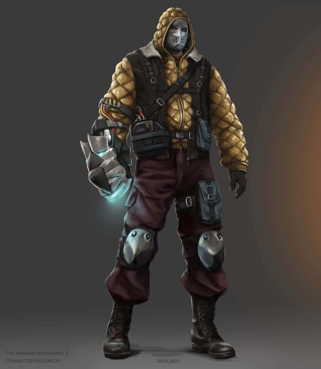 The Shocker, quilted yellow jacket, glowing blue weapon, SD Phone Wallpaper