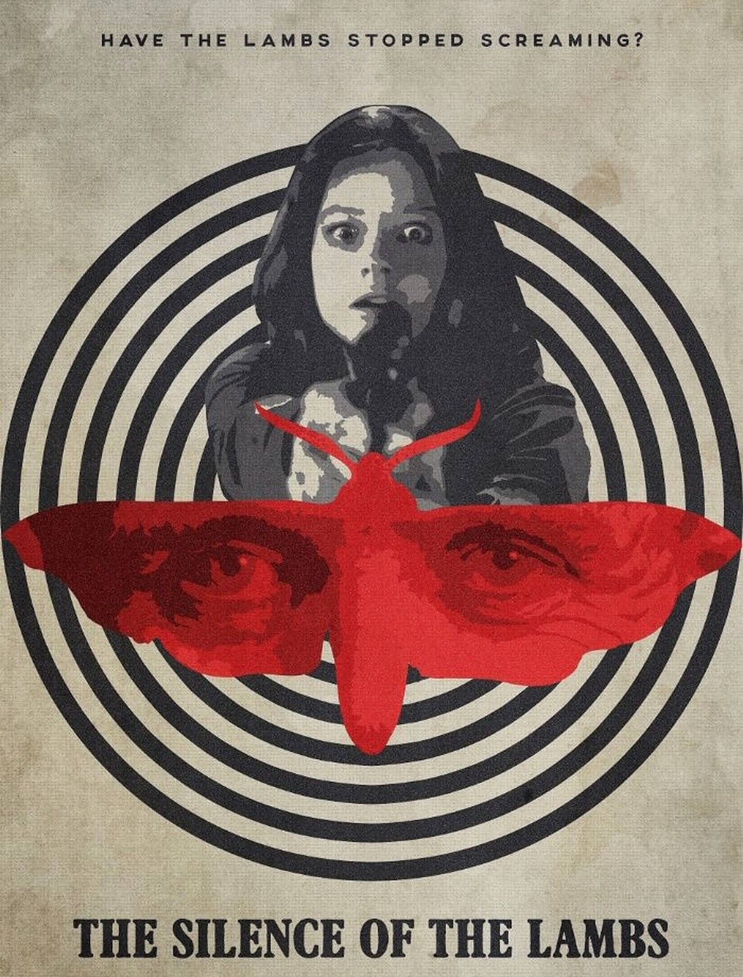 The Silence Of The Lambs, black and white circles, red moth, Full HD Phone Wallpaper