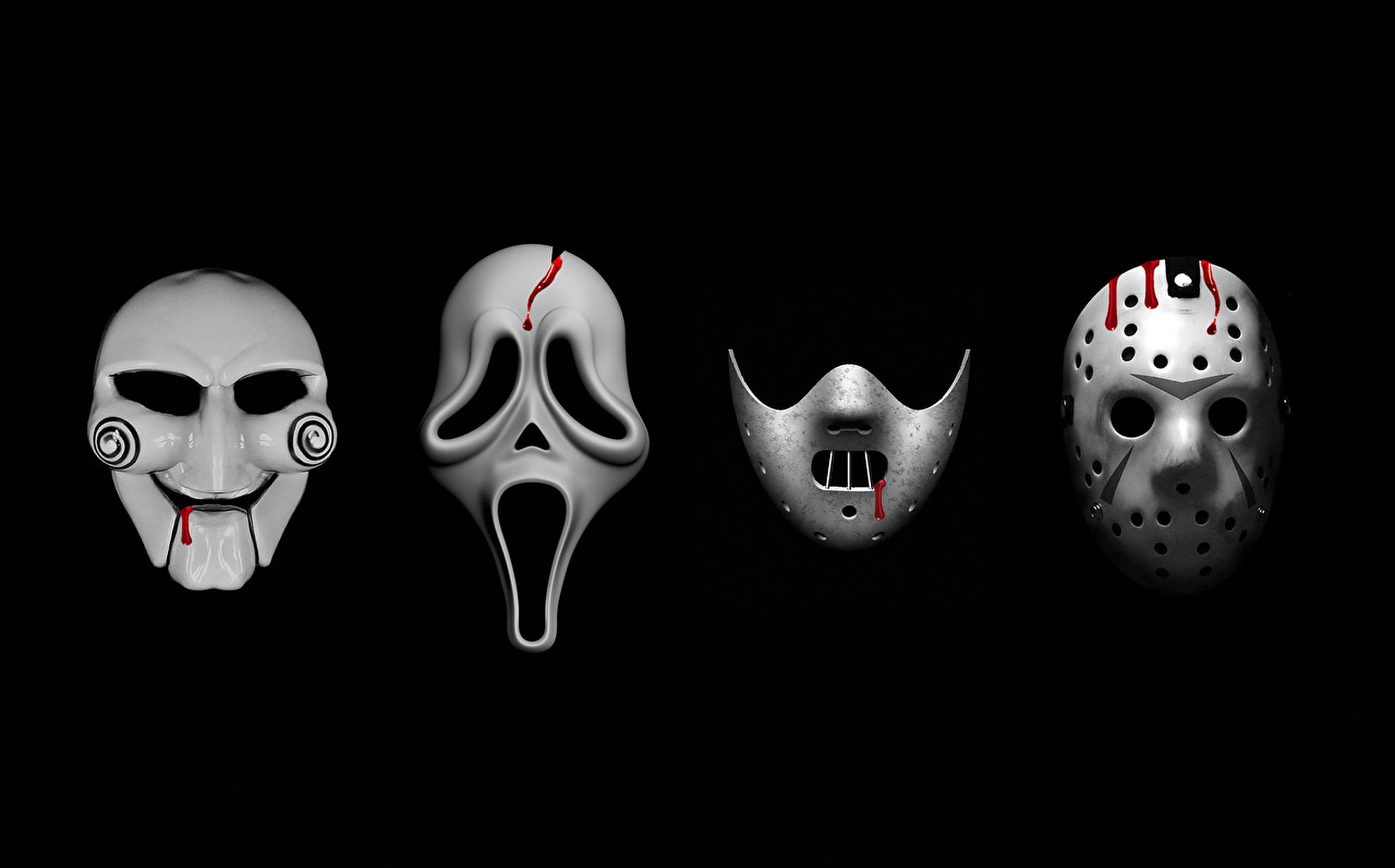 The Silence Of The Lambs, killer masks, blood drips, 2K Desktop Wallpaper