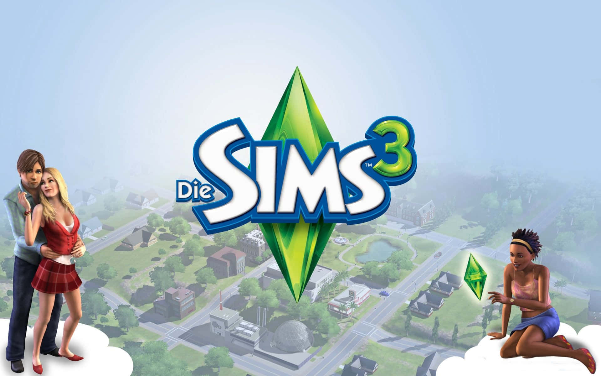 The Sims 3, stylized characters, suburban neighborhood, Full HD Desktop Wallpaper