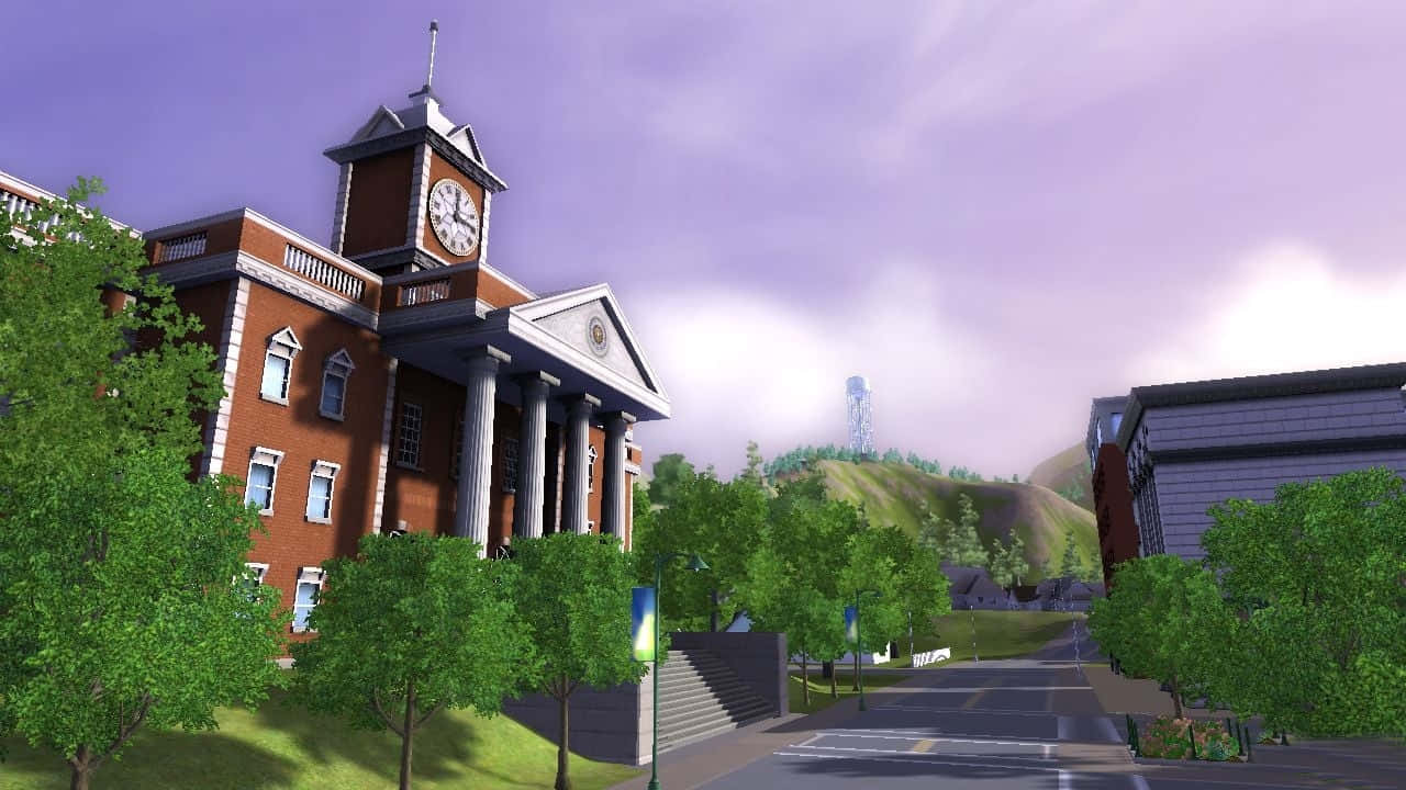 The Sims 3, courthouse, clock tower, HD Desktop Wallpaper