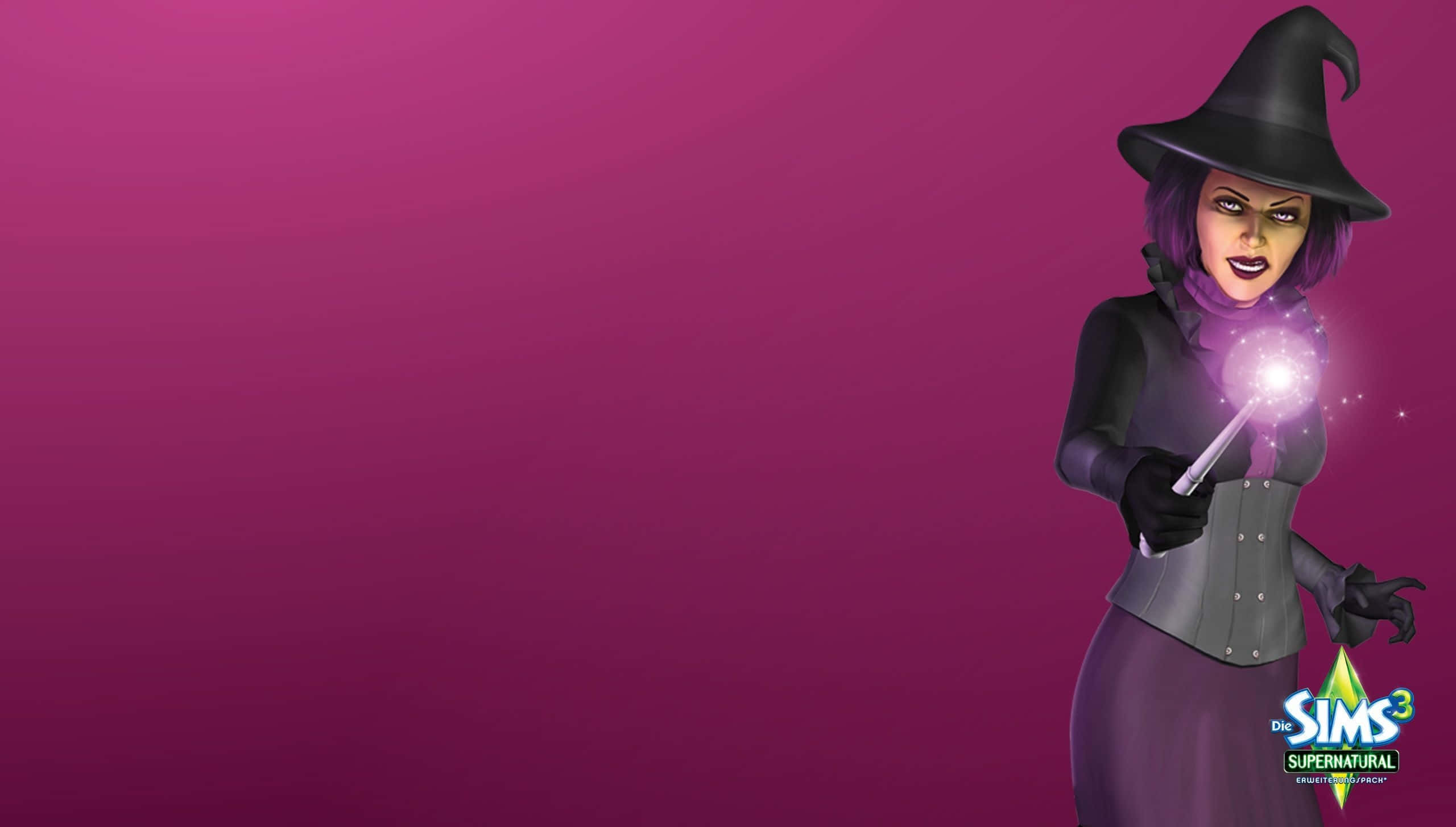The Sims 3, purple hair, black hat, 2K Desktop Wallpaper