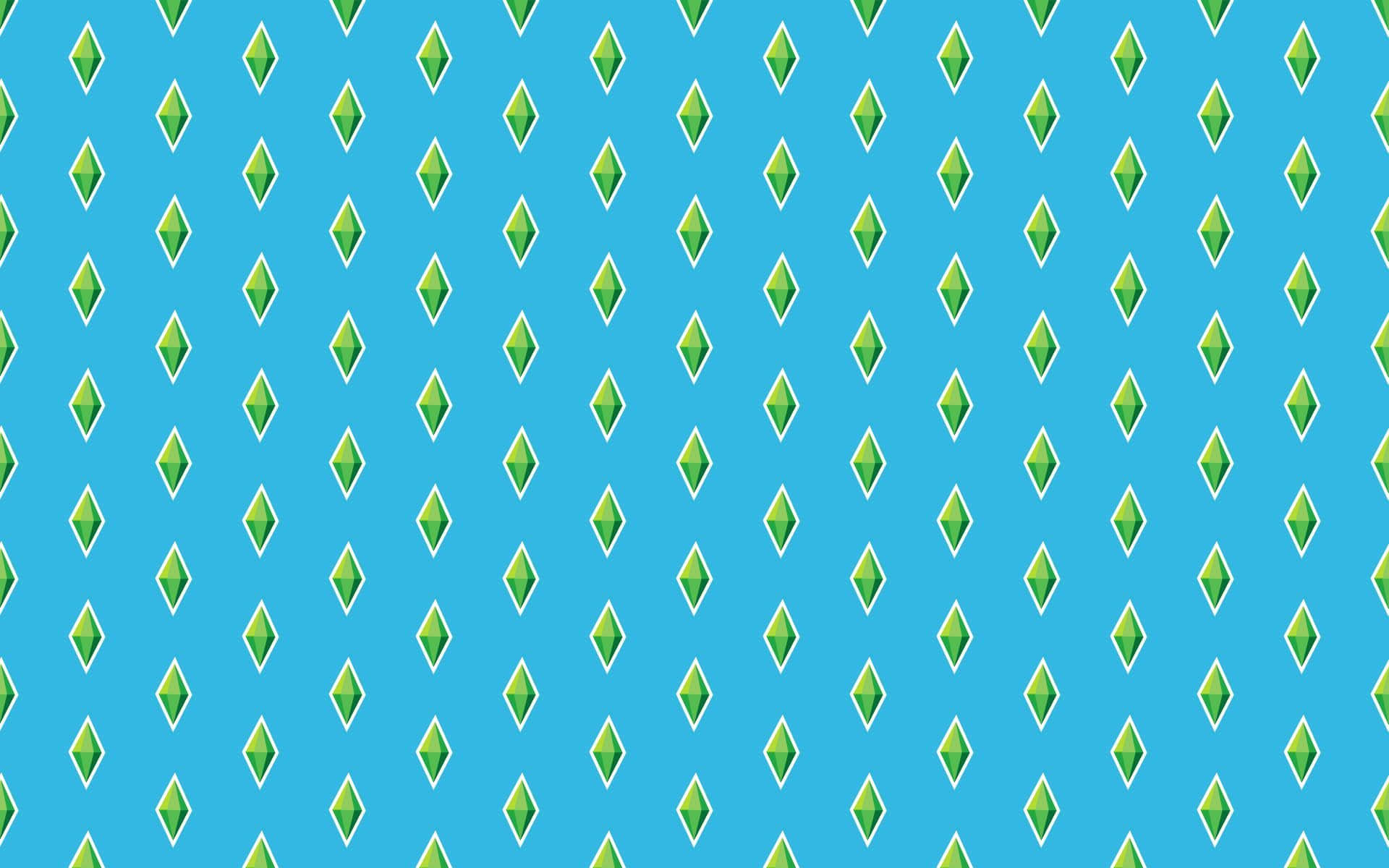 The Sims 3, green diamonds, white outline, Full HD Desktop Wallpaper