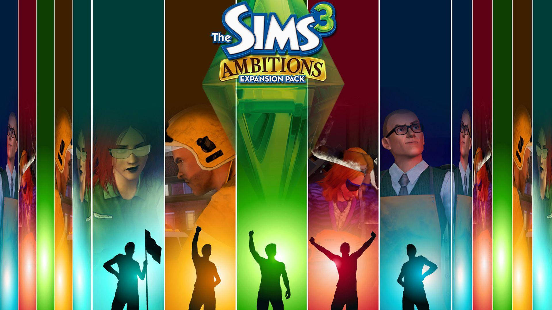 The Sims, Sims characters, colorful glowing lights, Full HD Desktop Wallpaper