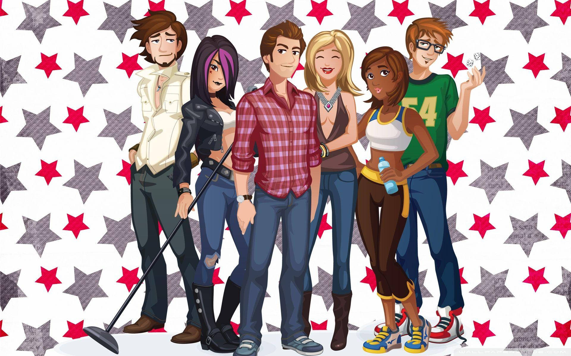 The Sims, stars, animated teens, Full HD Desktop Wallpaper
