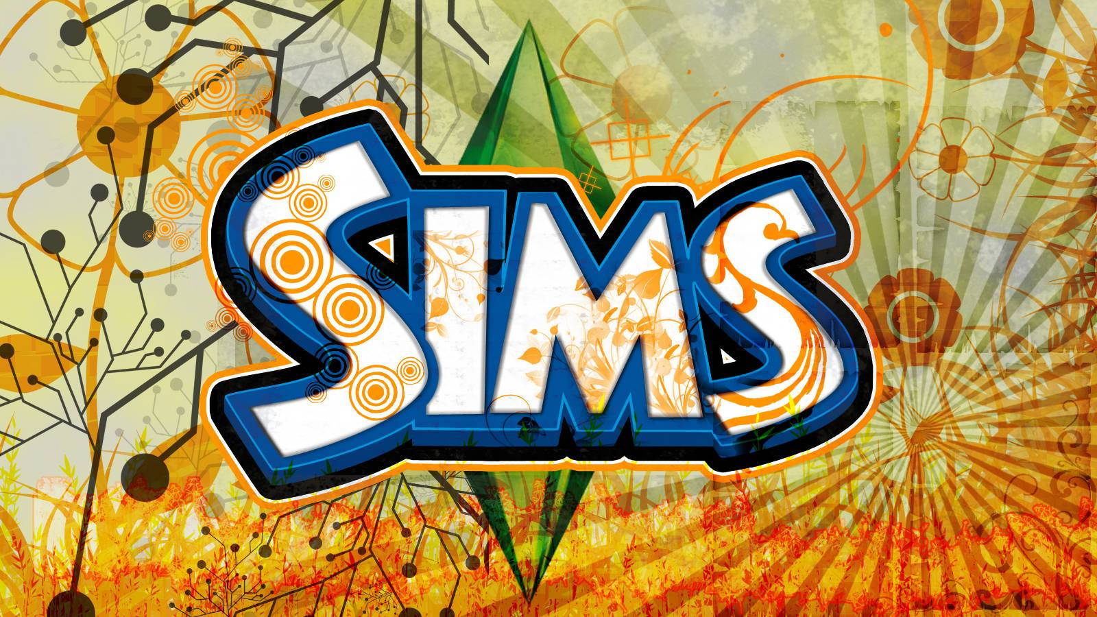 The Sims, orange, graffiti style, HD Desktop Wallpaper