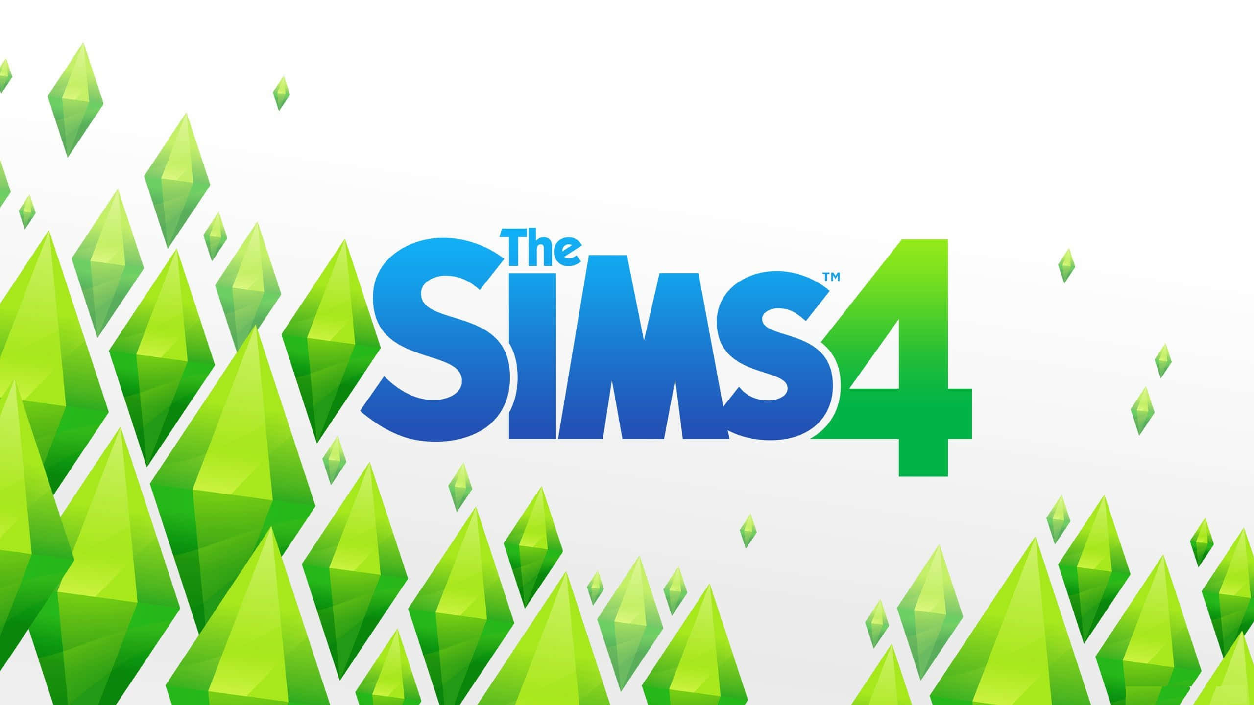 The Sims 4, bold blue and green, geometric green shapes, 2K Desktop Wallpaper