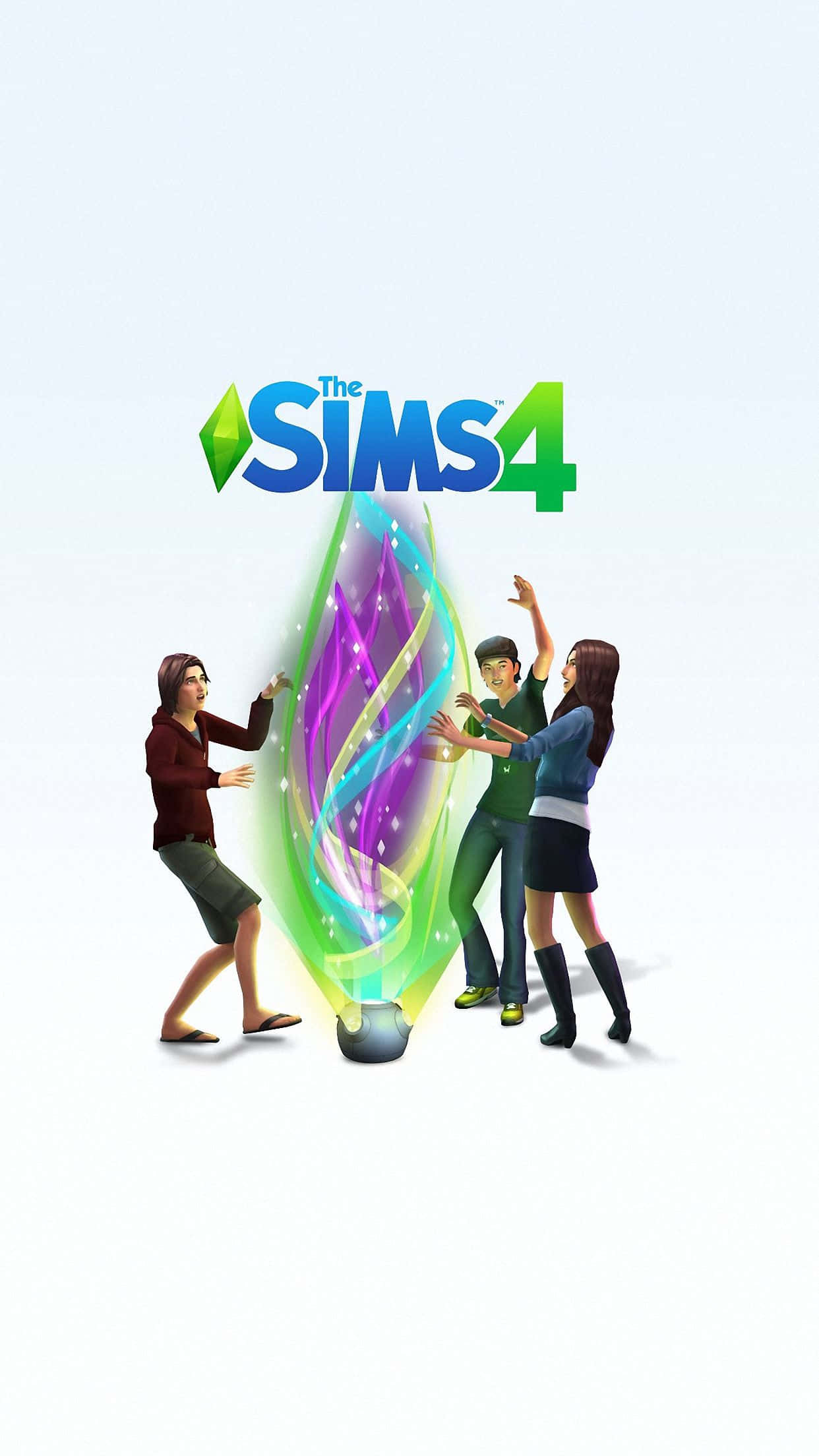 The Sims 4, Sims characters, glowing swirling energy orb, Full HD Phone Wallpaper