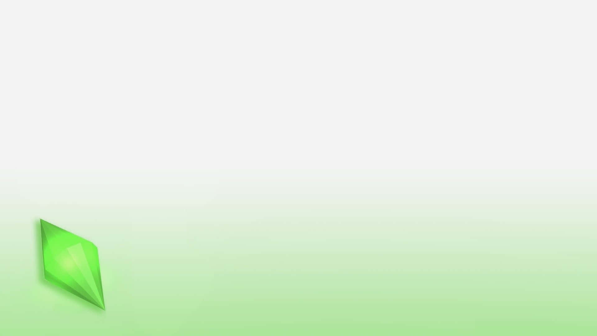 The Sims 4, glowing green gemstone, soft gradient background, Full HD Desktop Wallpaper