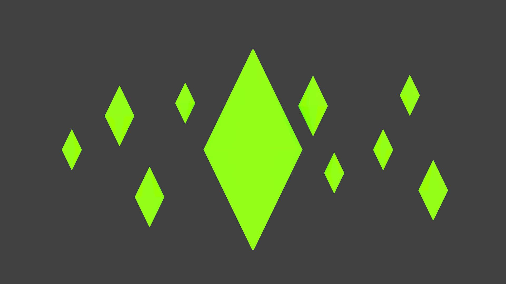 The Sims 4, lime green diamonds, dark gray background, Full HD Desktop Wallpaper