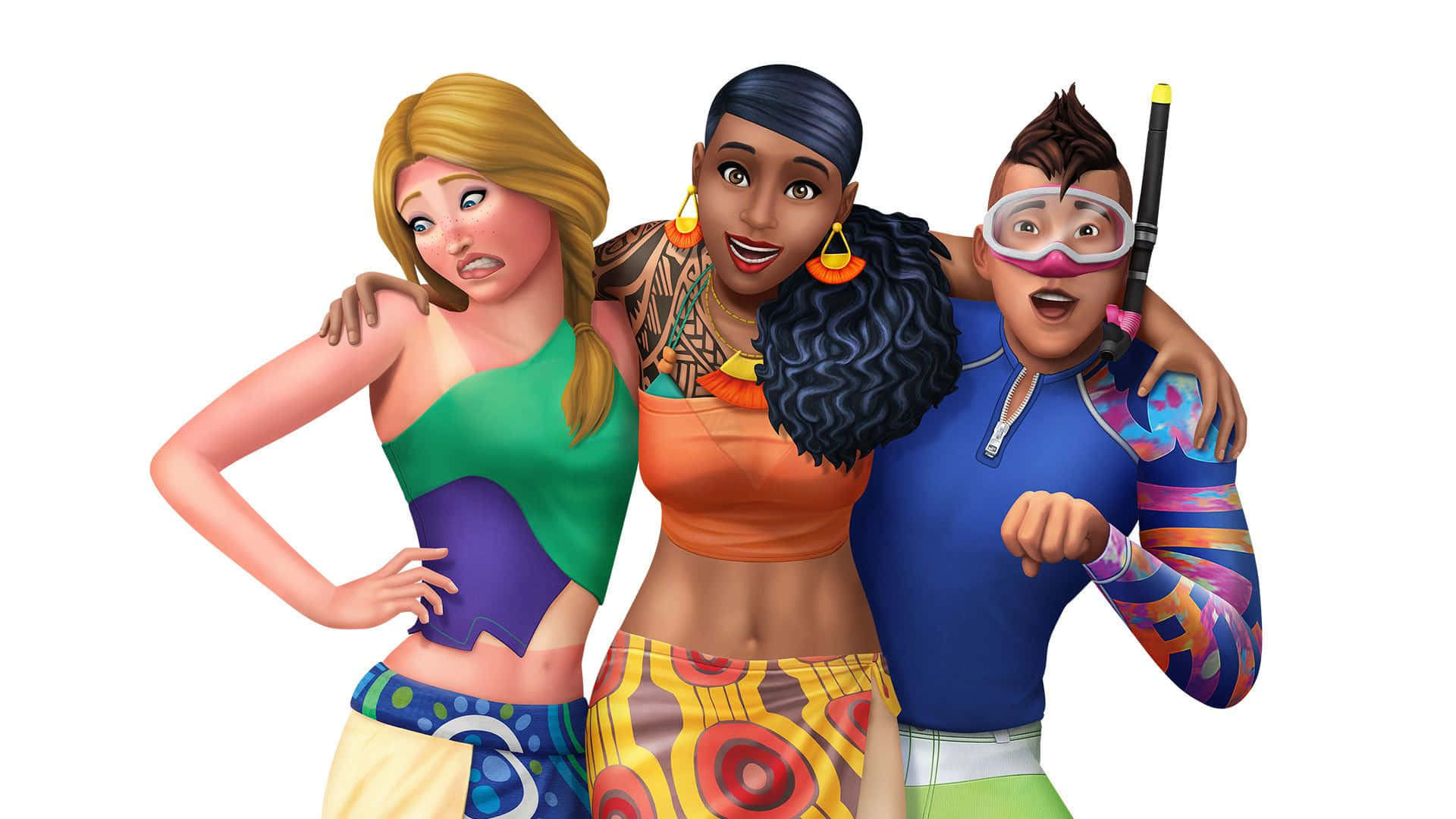 The Sims 4, Sims characters, colorful swimwear, Full HD Desktop Wallpaper