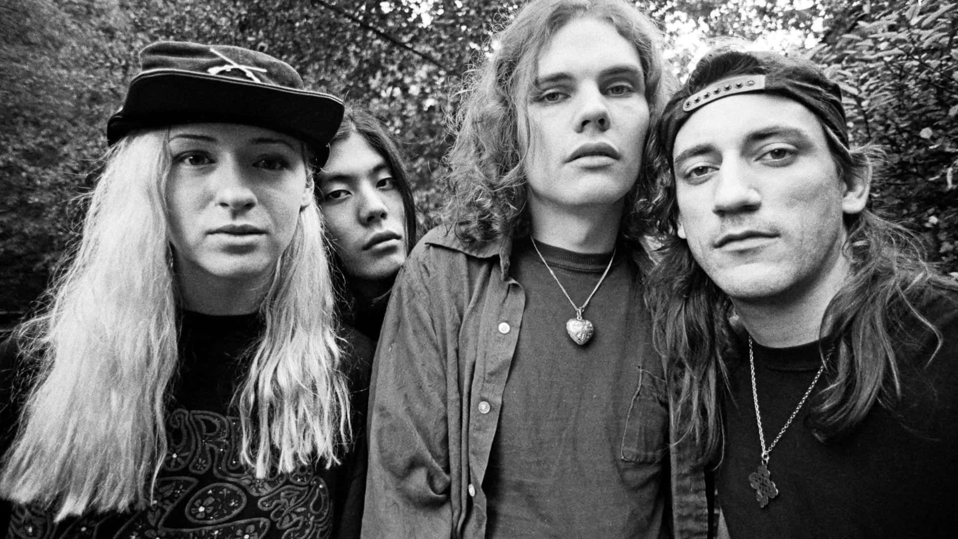 Smashing Pumpkins, band photo, black and white photo, Full HD Desktop Wallpaper