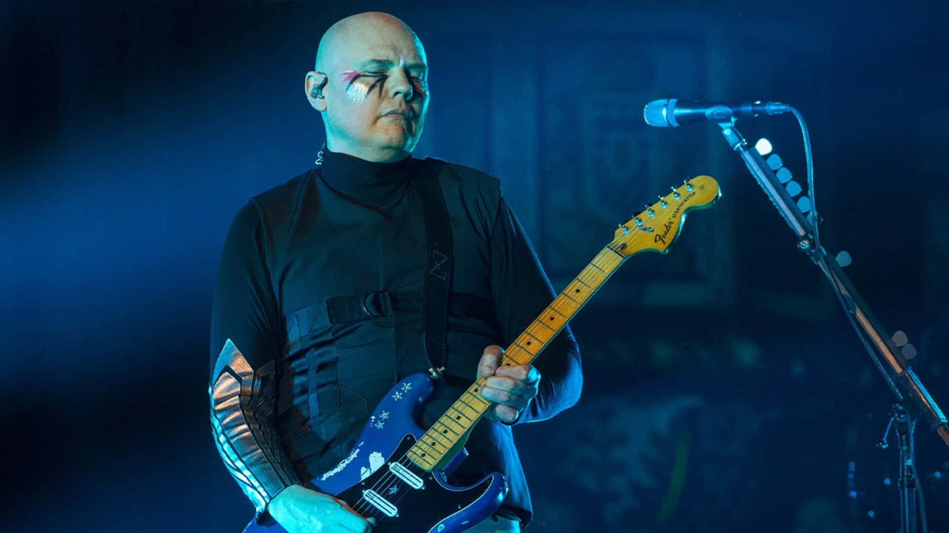 Smashing Pumpkins, blue electric guitar, stage lights, Full HD Desktop Wallpaper